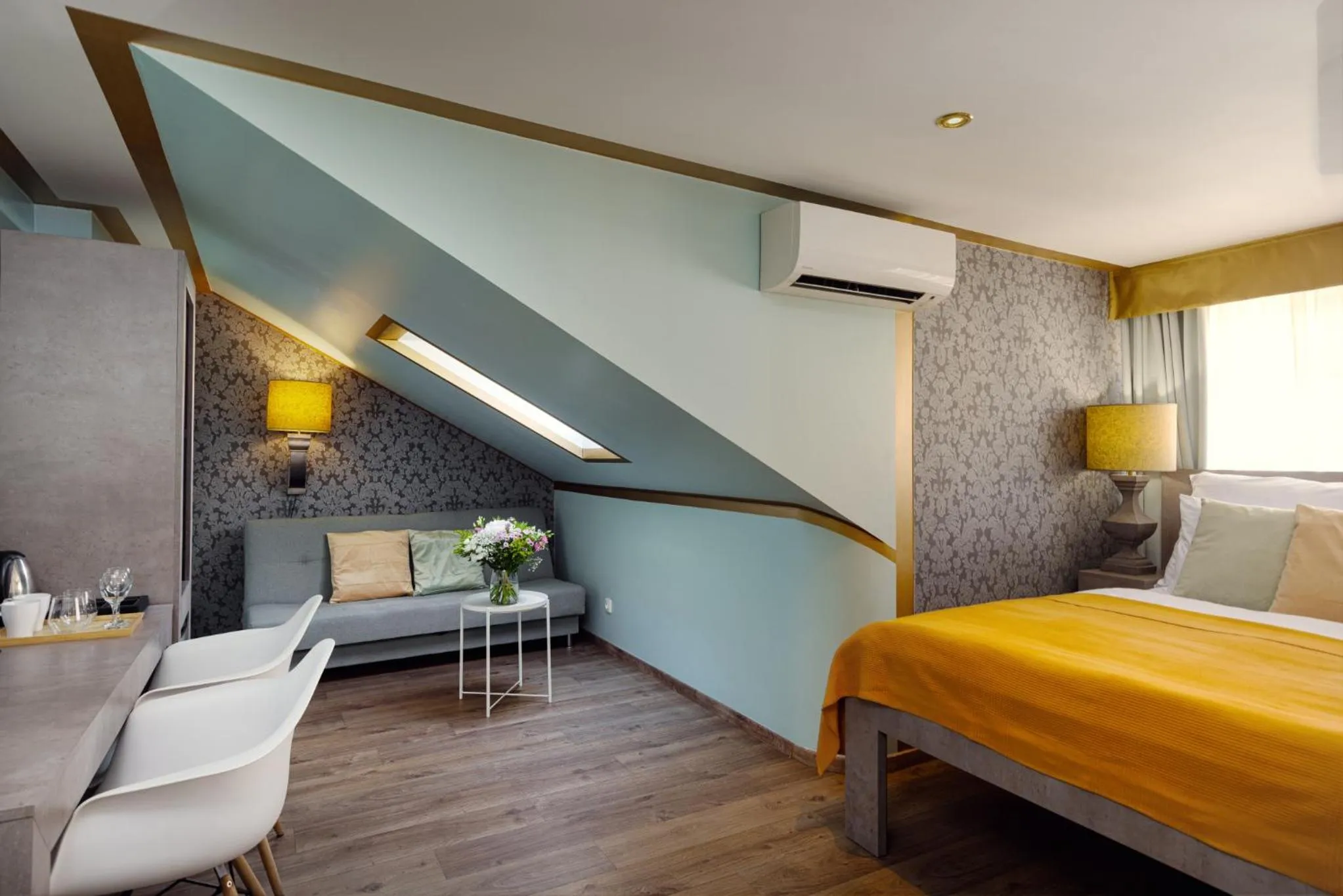 Seating area, Bed in Salvatore Prague Rooms