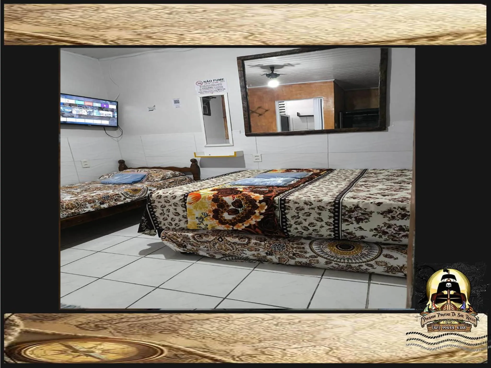 Bed in Pousada Piratas Di San Rocco