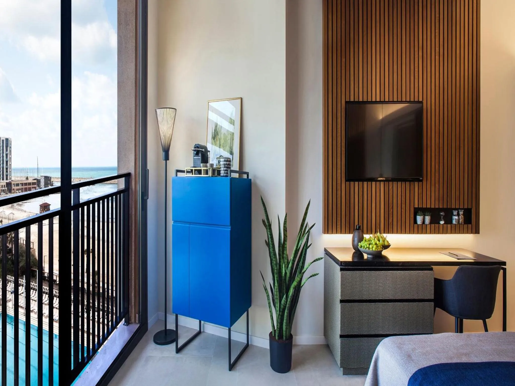 Pool view, Bed in Dan Accadia Herzliya Hotel