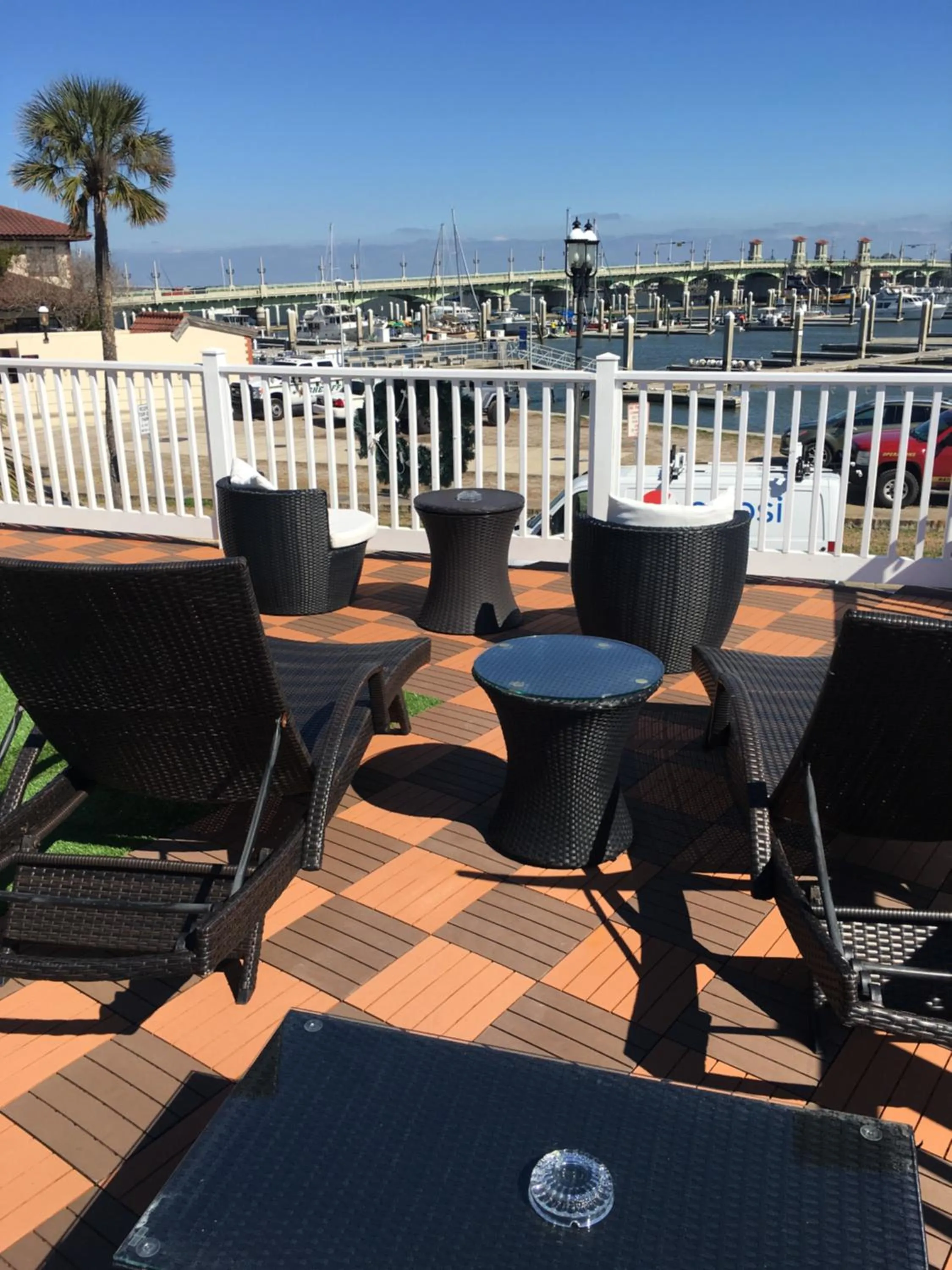 Patio in Historic Waterfront Marion Motor Lodge in downtown St Augustine