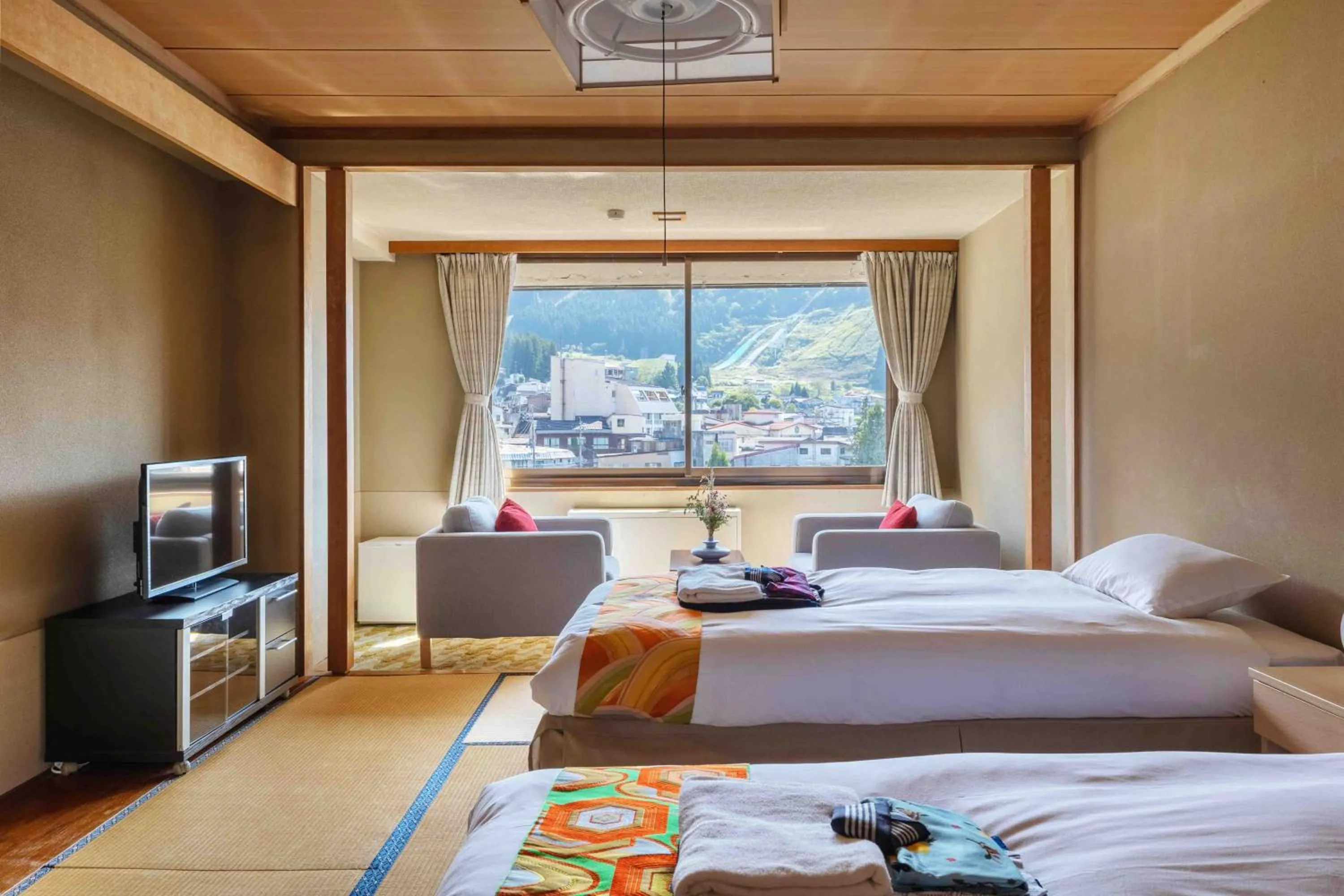 Bed in Nozawa View Hotel Shimataya