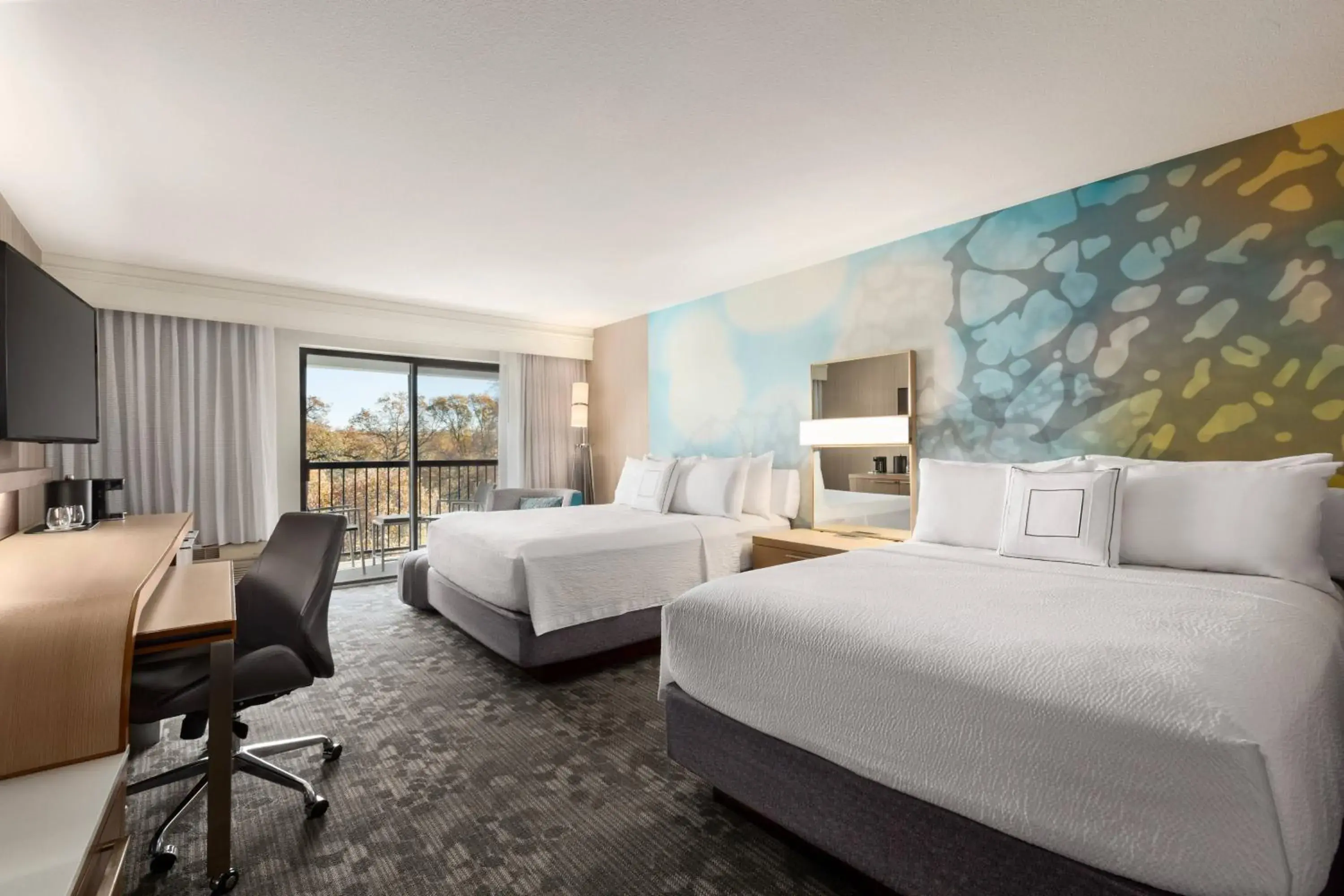 Queen Room with Two Queen Beds and Balcony in Courtyard by Marriott Roseville Queen Room with Two Queen Beds and Balcony in Courtyard by Marriott Roseville