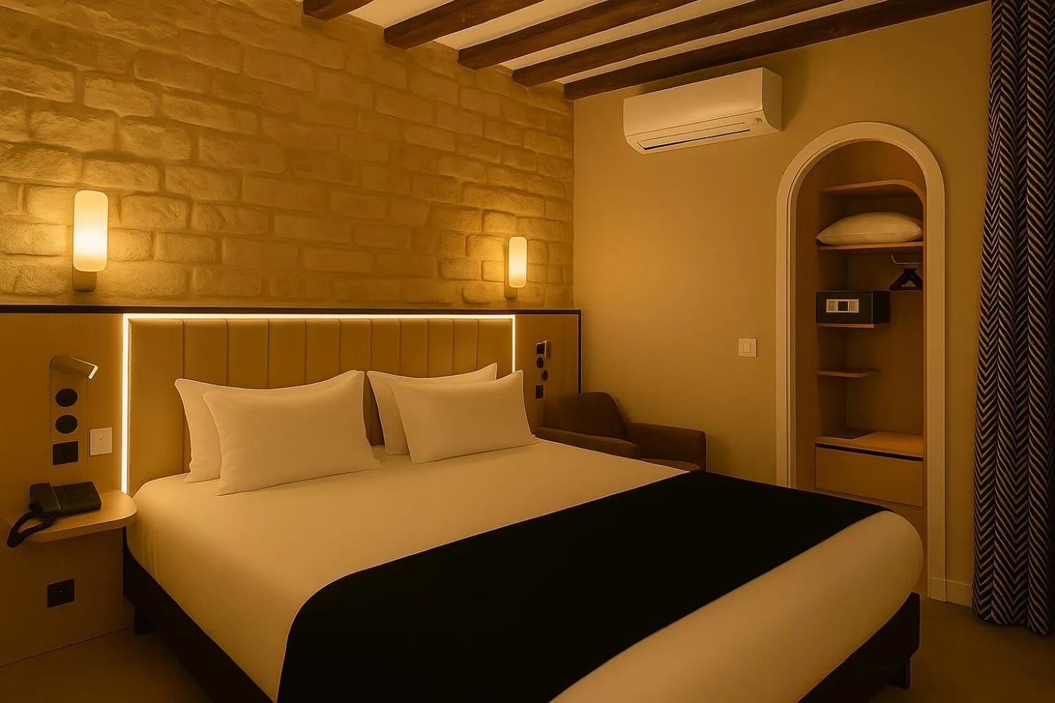 Bed in Grand Tonic hôtel & SPA Paris