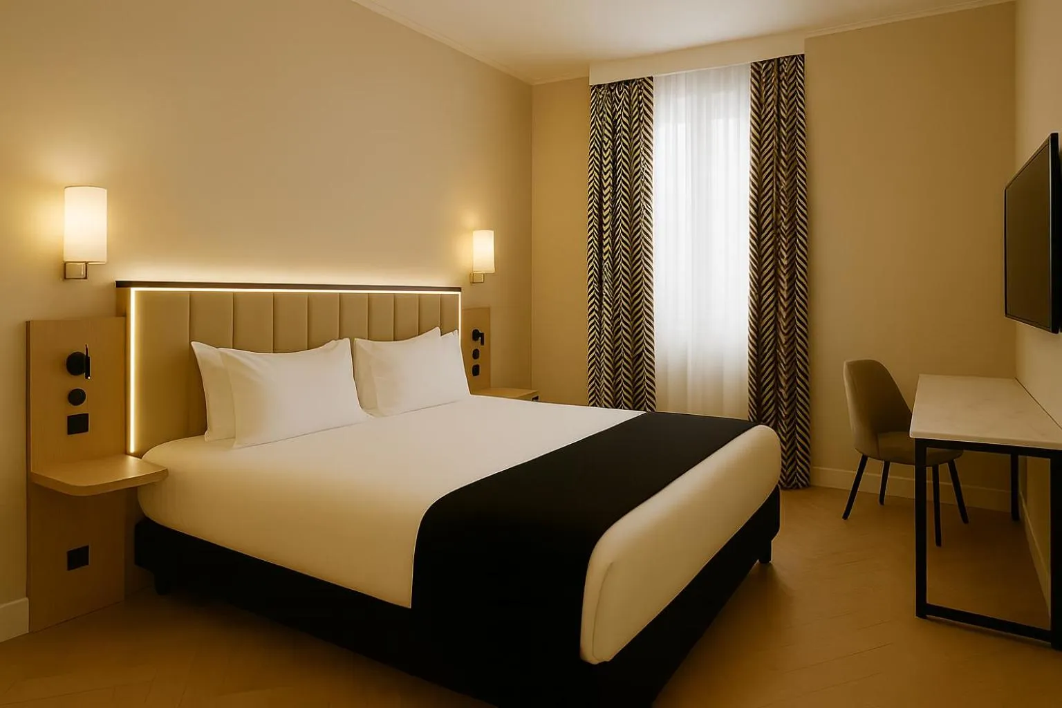 Bed in Grand Tonic hôtel & SPA Paris