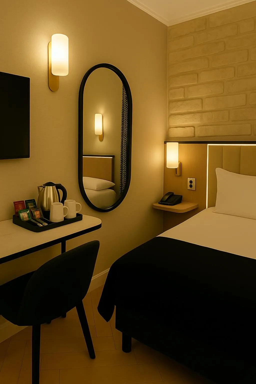 Bed in Grand Tonic hôtel & SPA Paris