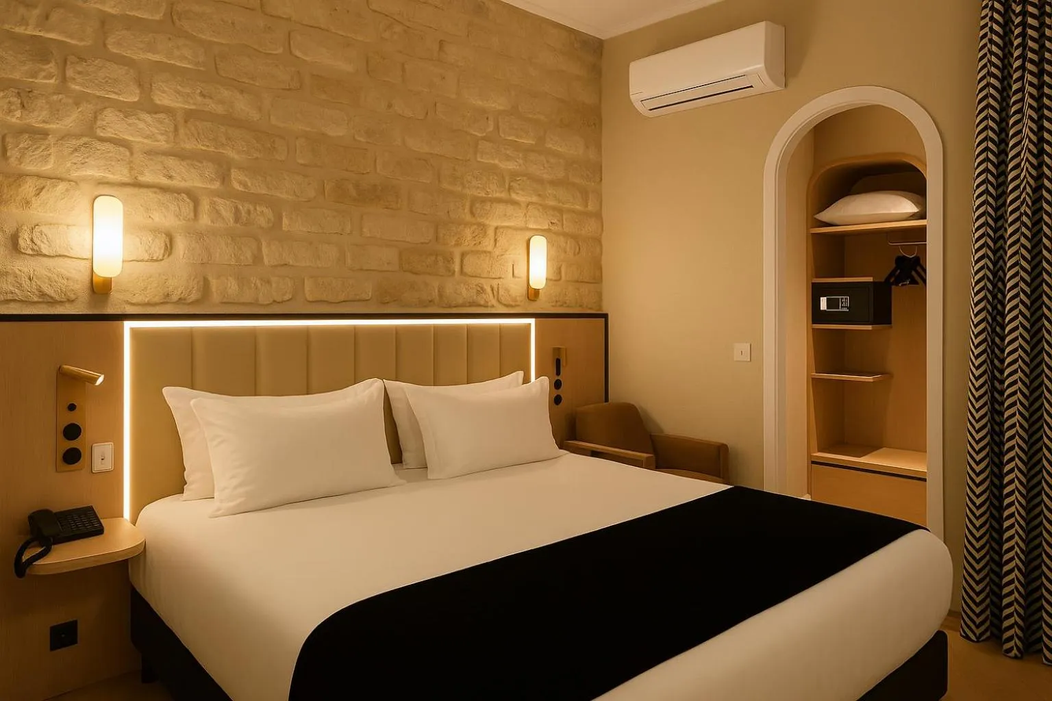 Bed in Grand Tonic hôtel & SPA Paris