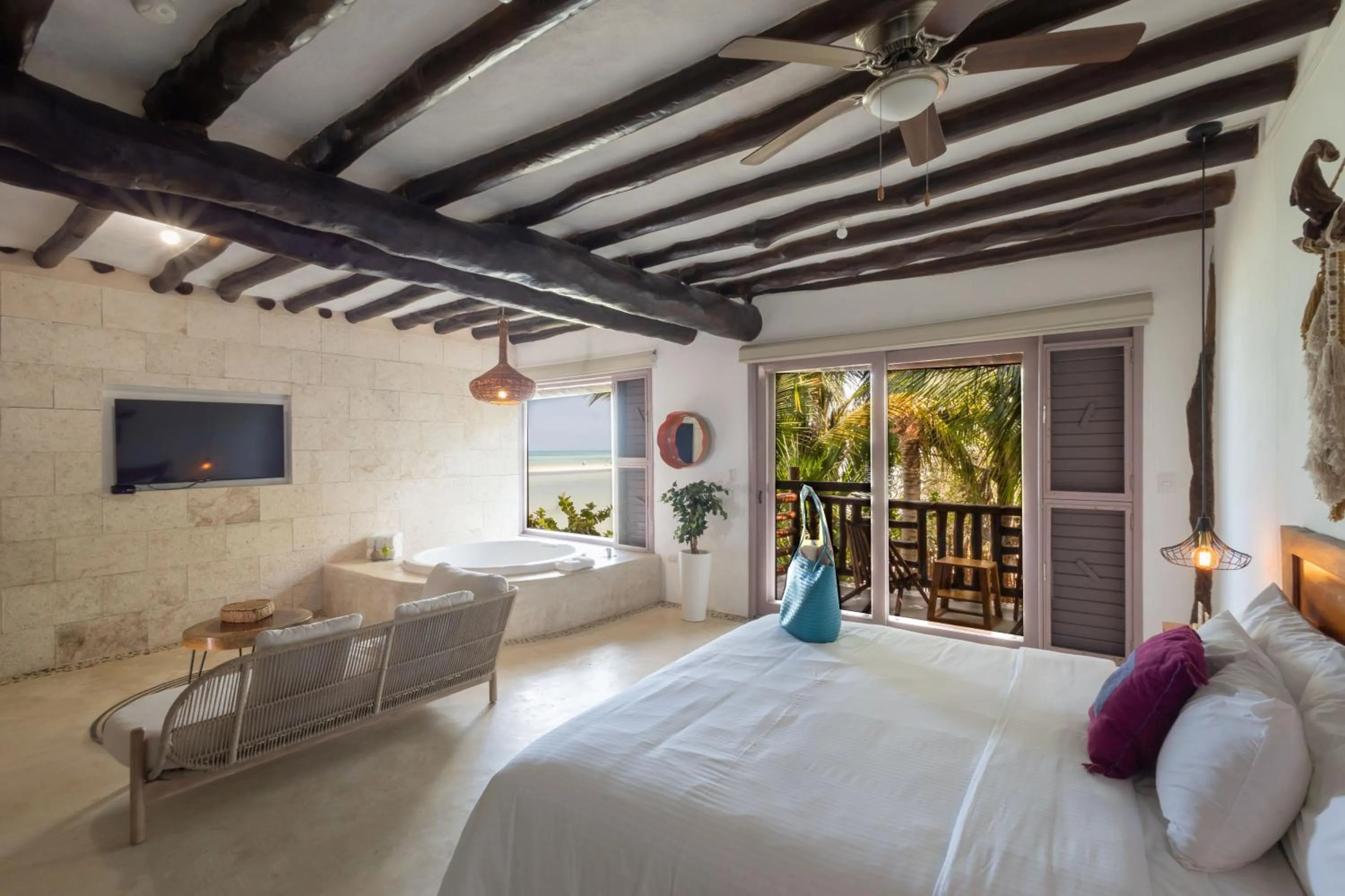 Bedroom, Bed in Hotel Las Nubes Holbox