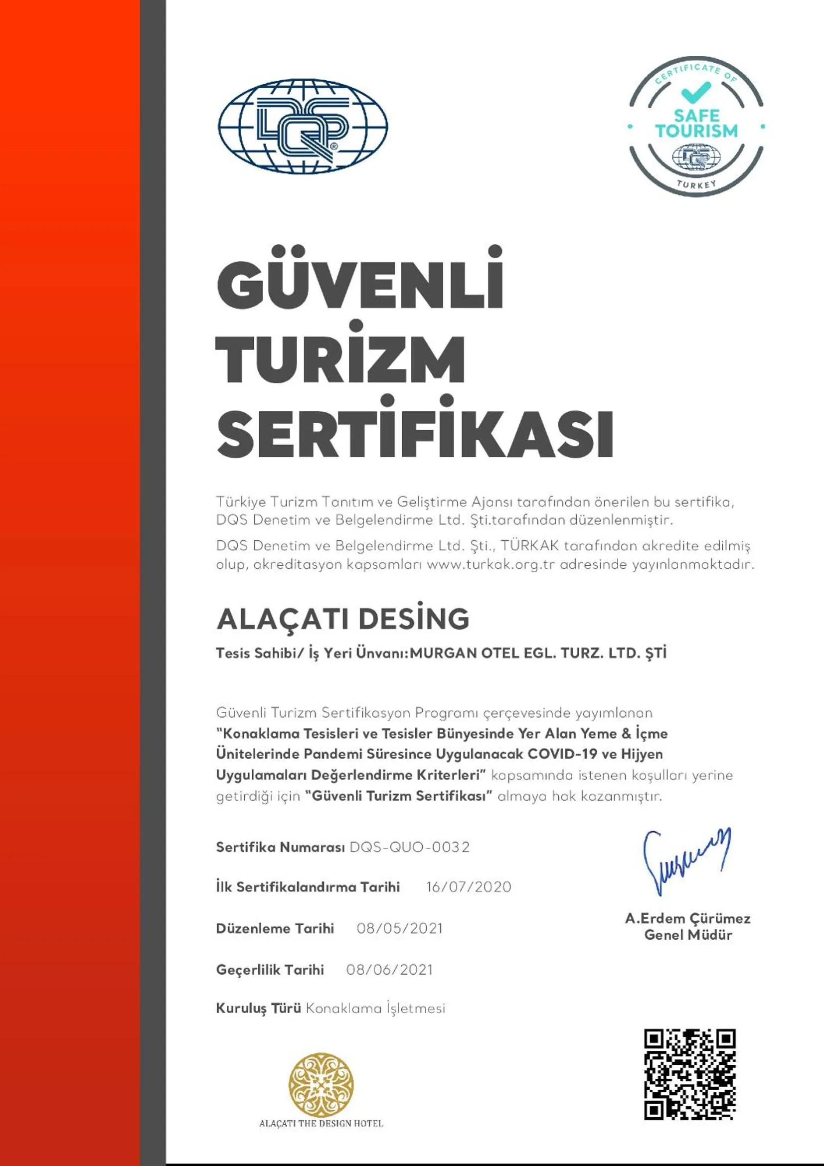 Certificate/Award in Alaçatı The Design Hotel