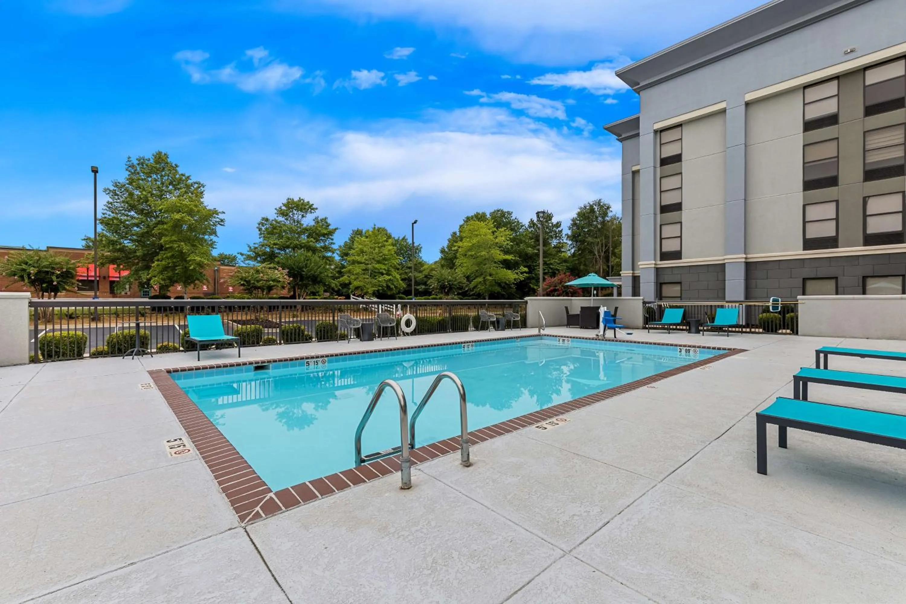 Pool view in Hampton Inn Florence Midtown near University of North Alabama
