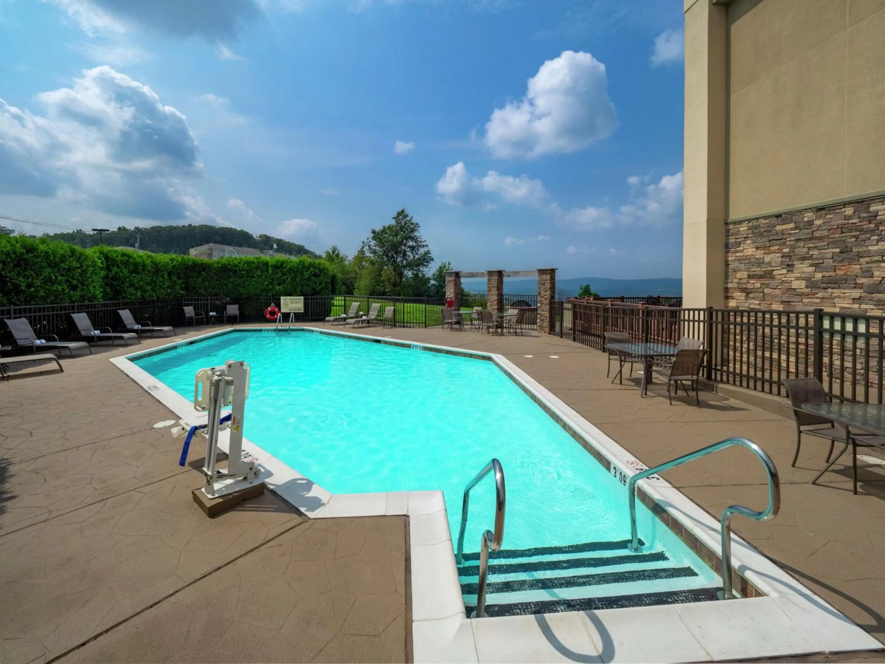 Pool view in Hampton Inn Hazleton