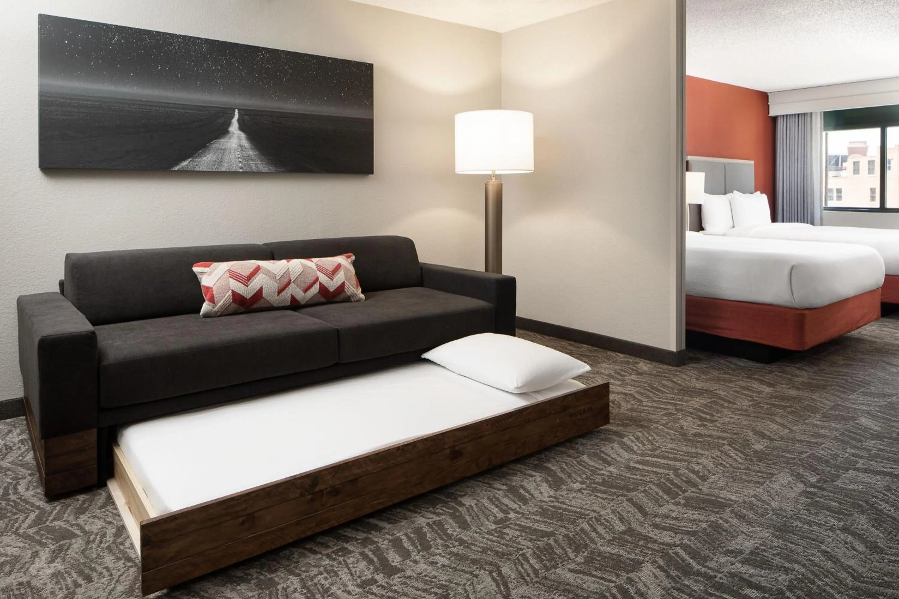 Photo of the whole room, Bed in SpringHill Suites by Marriott Dallas Downtown / West End