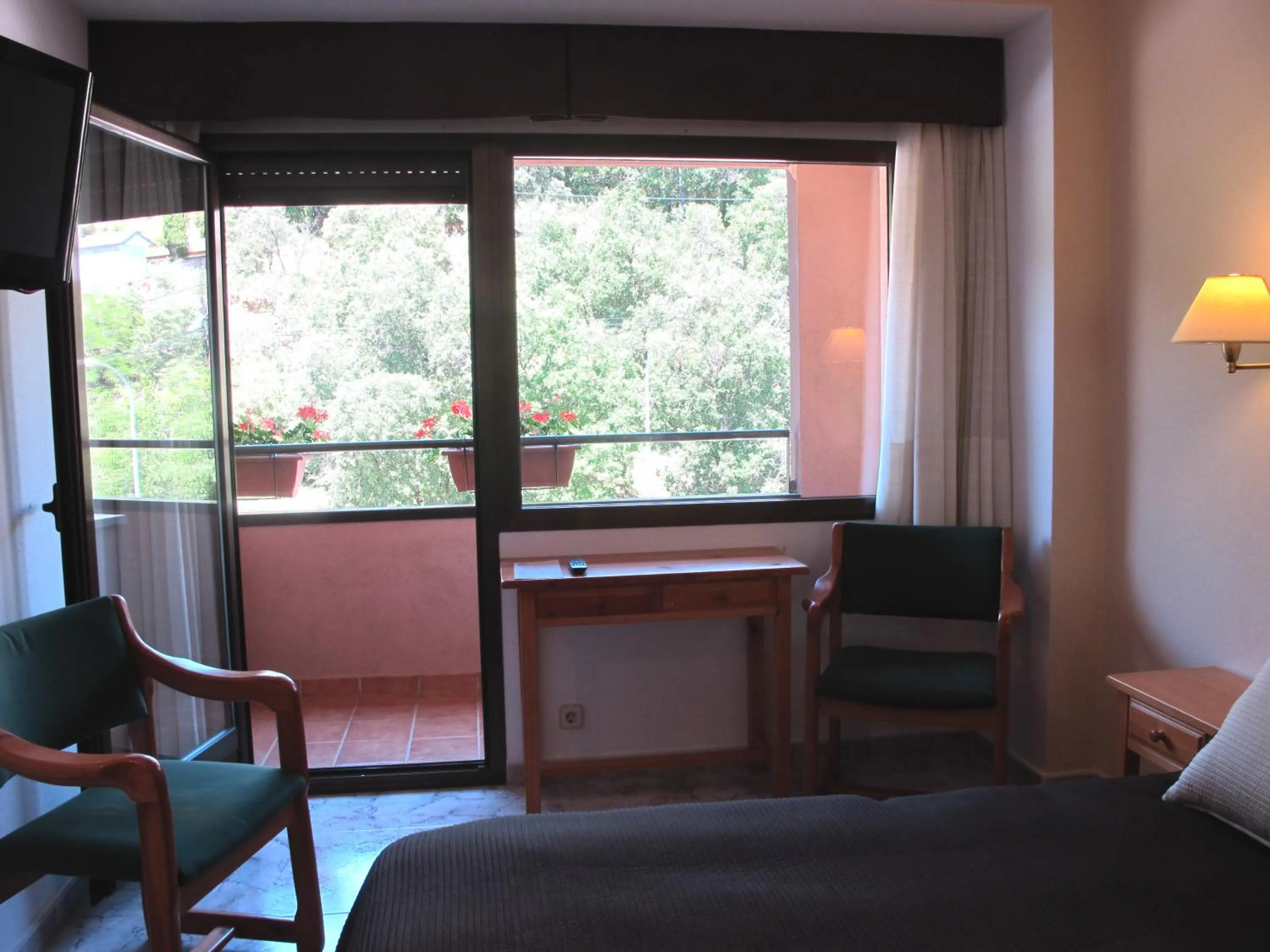 Balcony/Terrace, Bed in Hotel Turmo