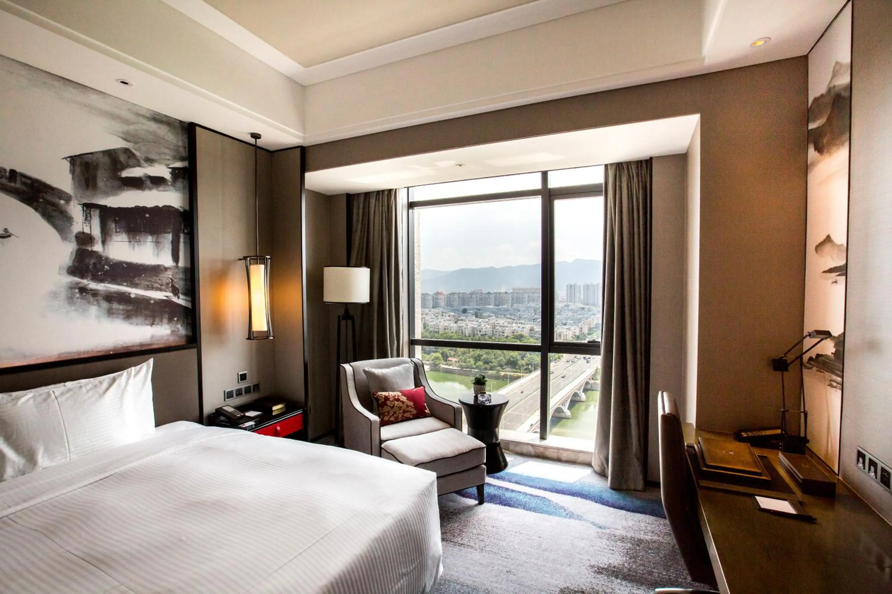 Bedroom, Bed in Wanda Realm Yiwu