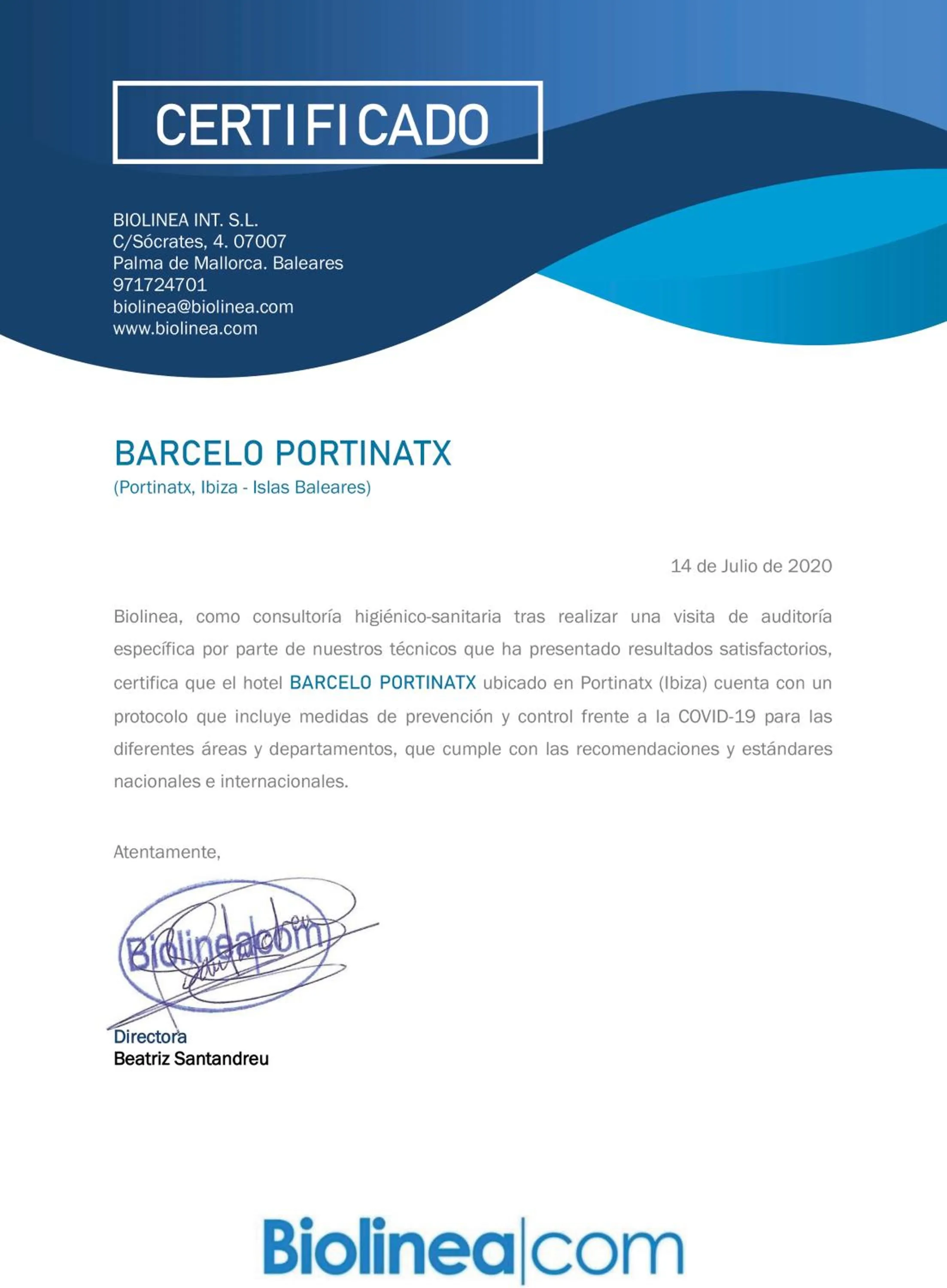 Certificate/Award in Barceló Portinatx - Adults Only