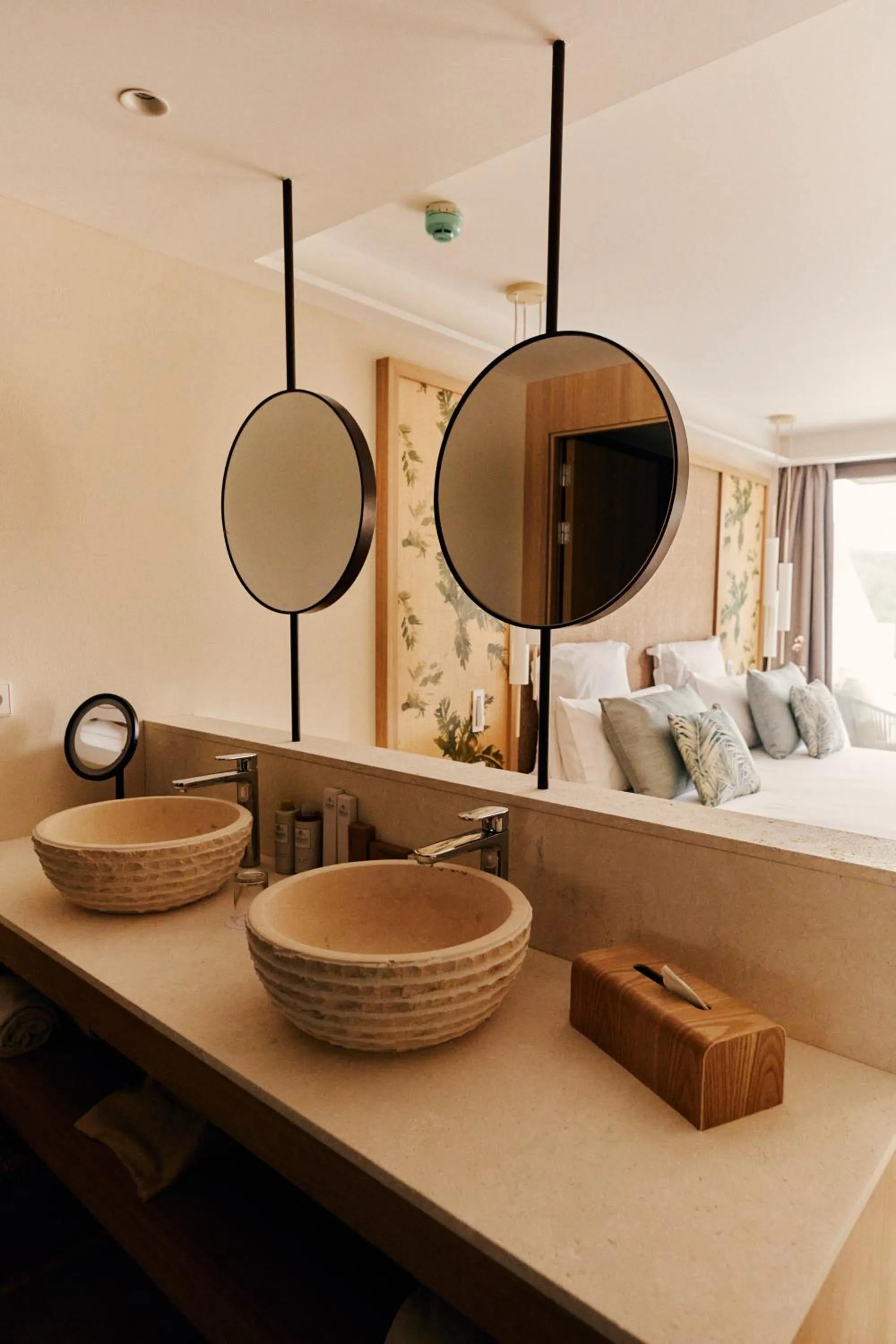 Bathroom, Bed in Cala San Miguel Hotel Ibiza, Curio Collection by Hilton, Adults only