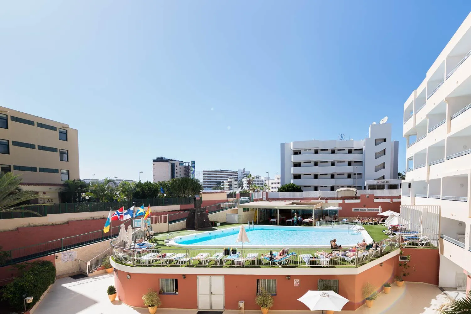 Pool view in Apartamentos Amazonas