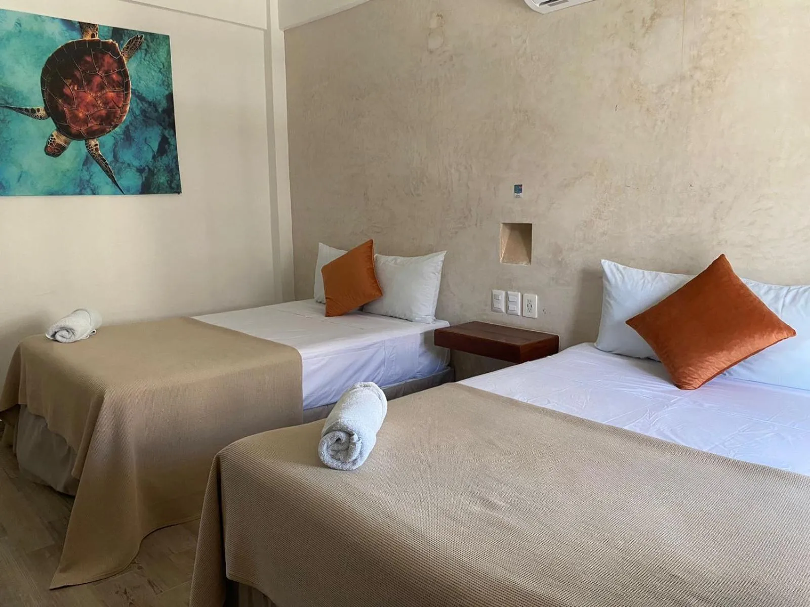 Bed in Hotel Pelecanus Suites Holbox