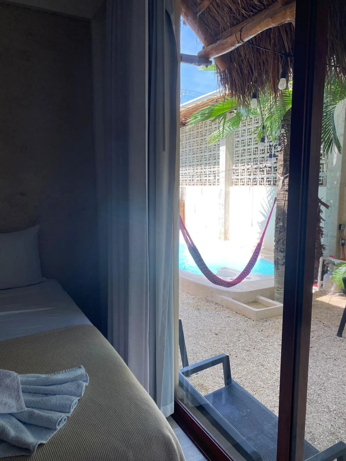 Patio, Bed in Hotel Pelecanus Suites Holbox