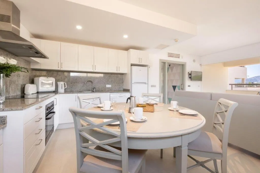 Kitchen or kitchenette in Aparthotel Duva & Spa