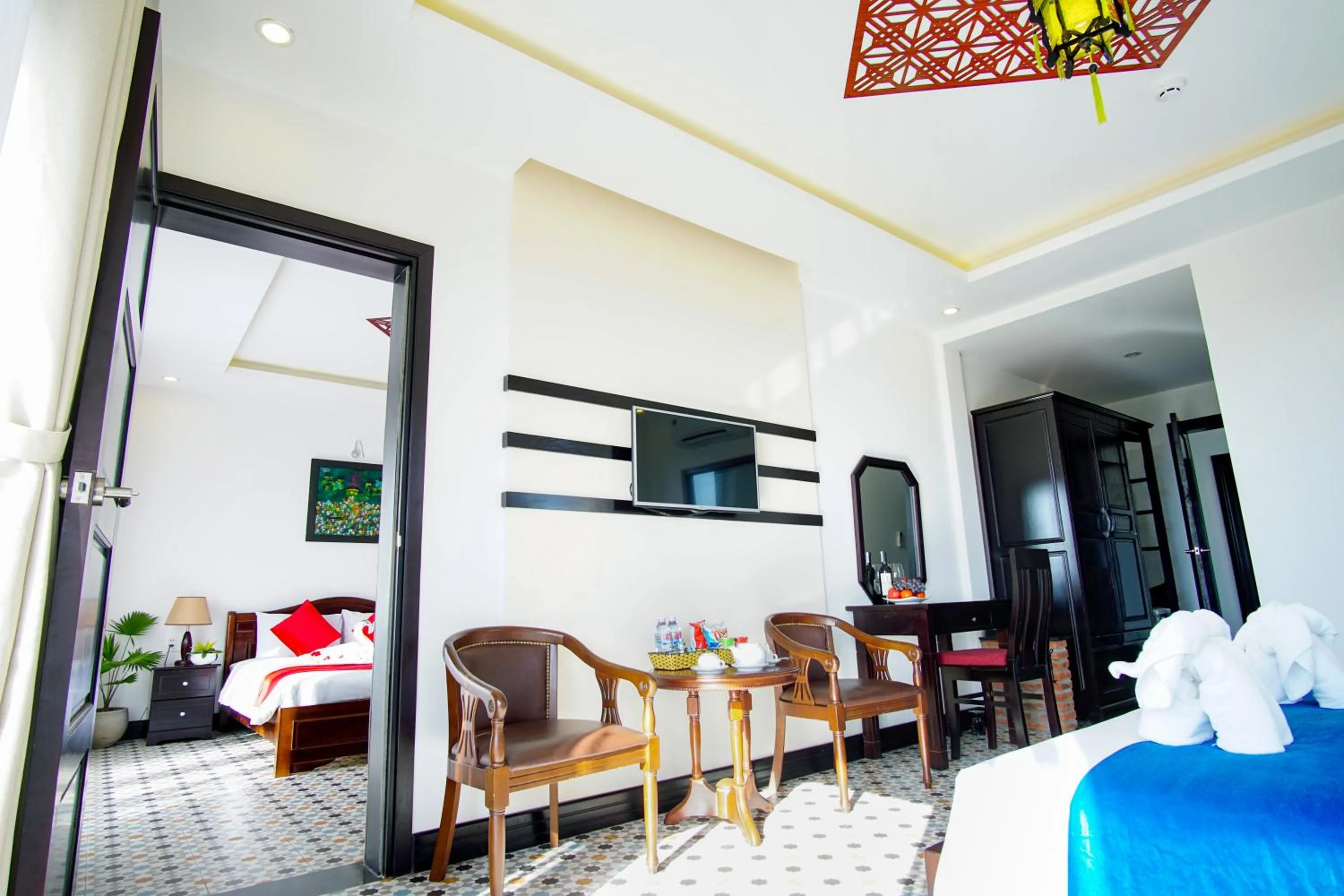 Bedroom, Bed in Rural Scene Villa