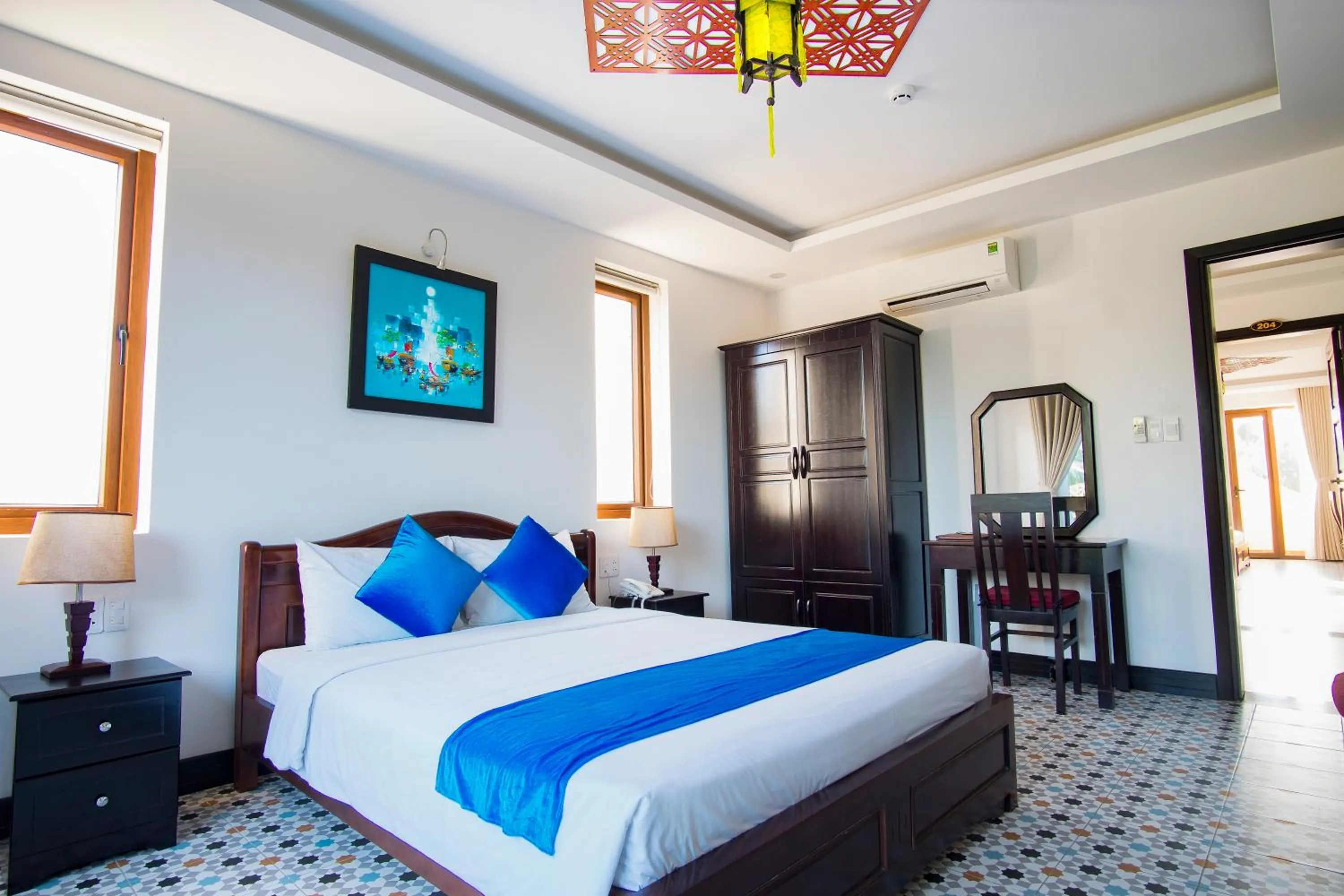 Bed in Rural Scene Villa