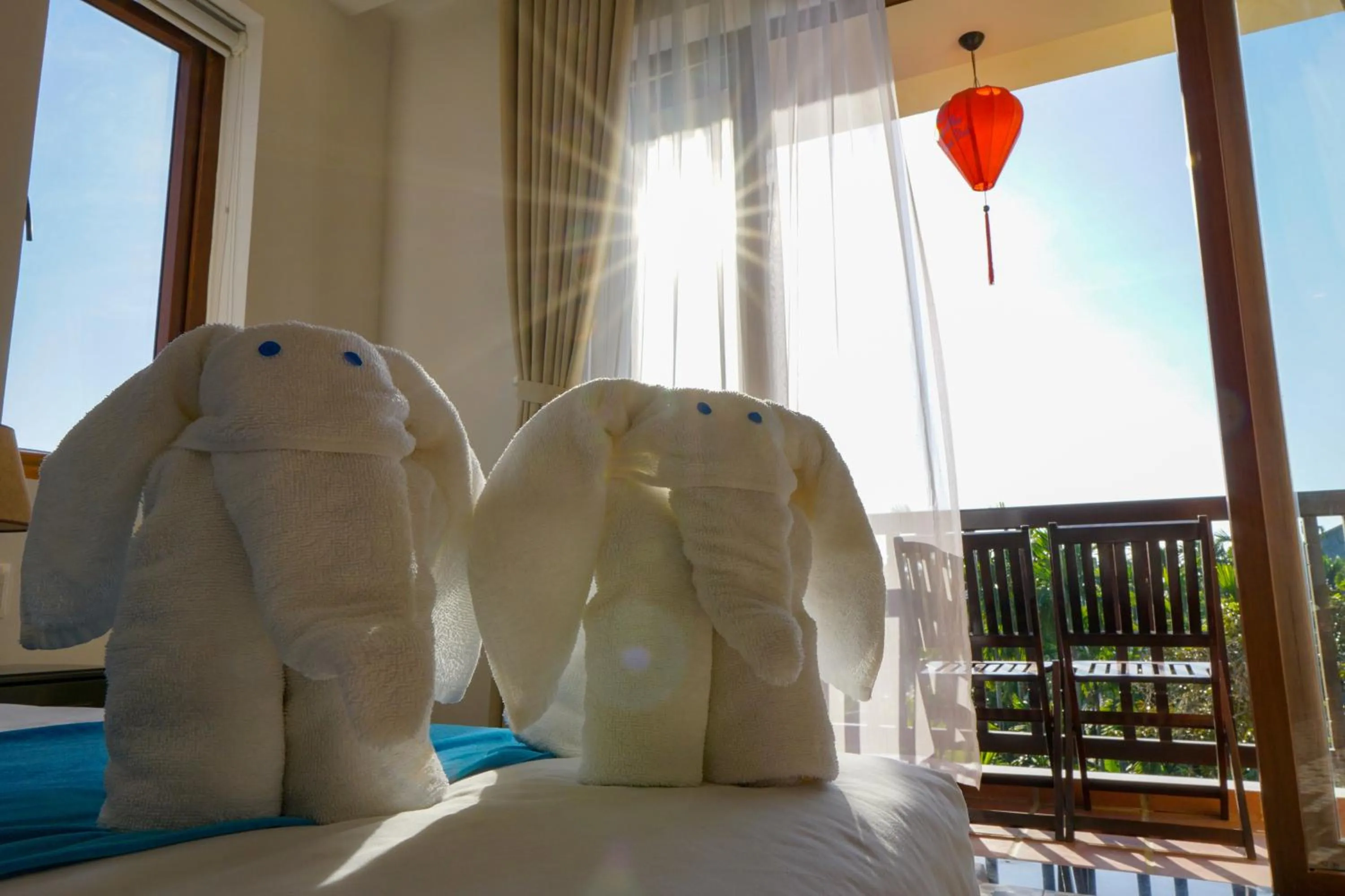 Bed in Rural Scene Villa