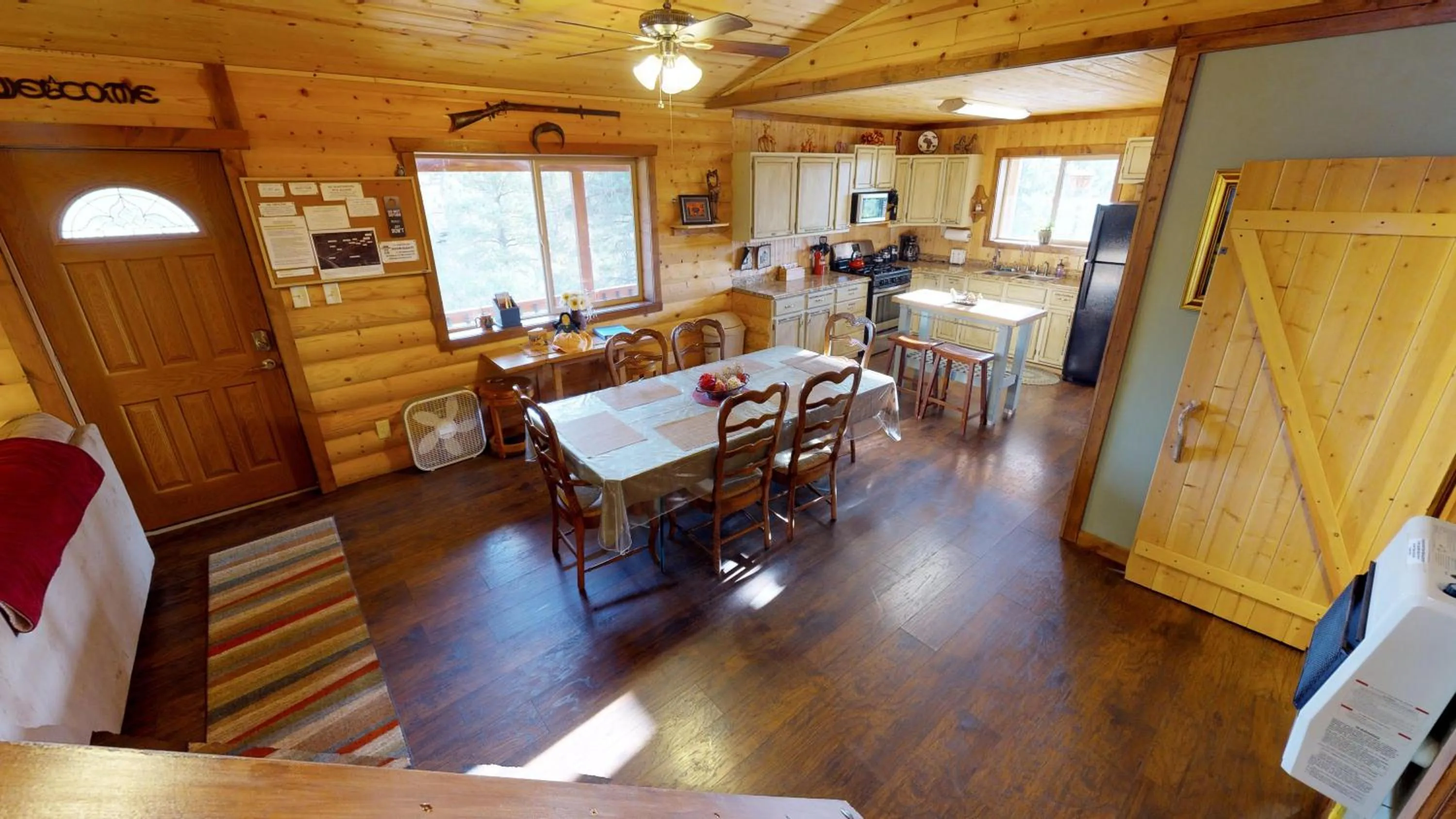 Dining area in Long View Cabin, Breakfast Deck overlooking the Canyon!