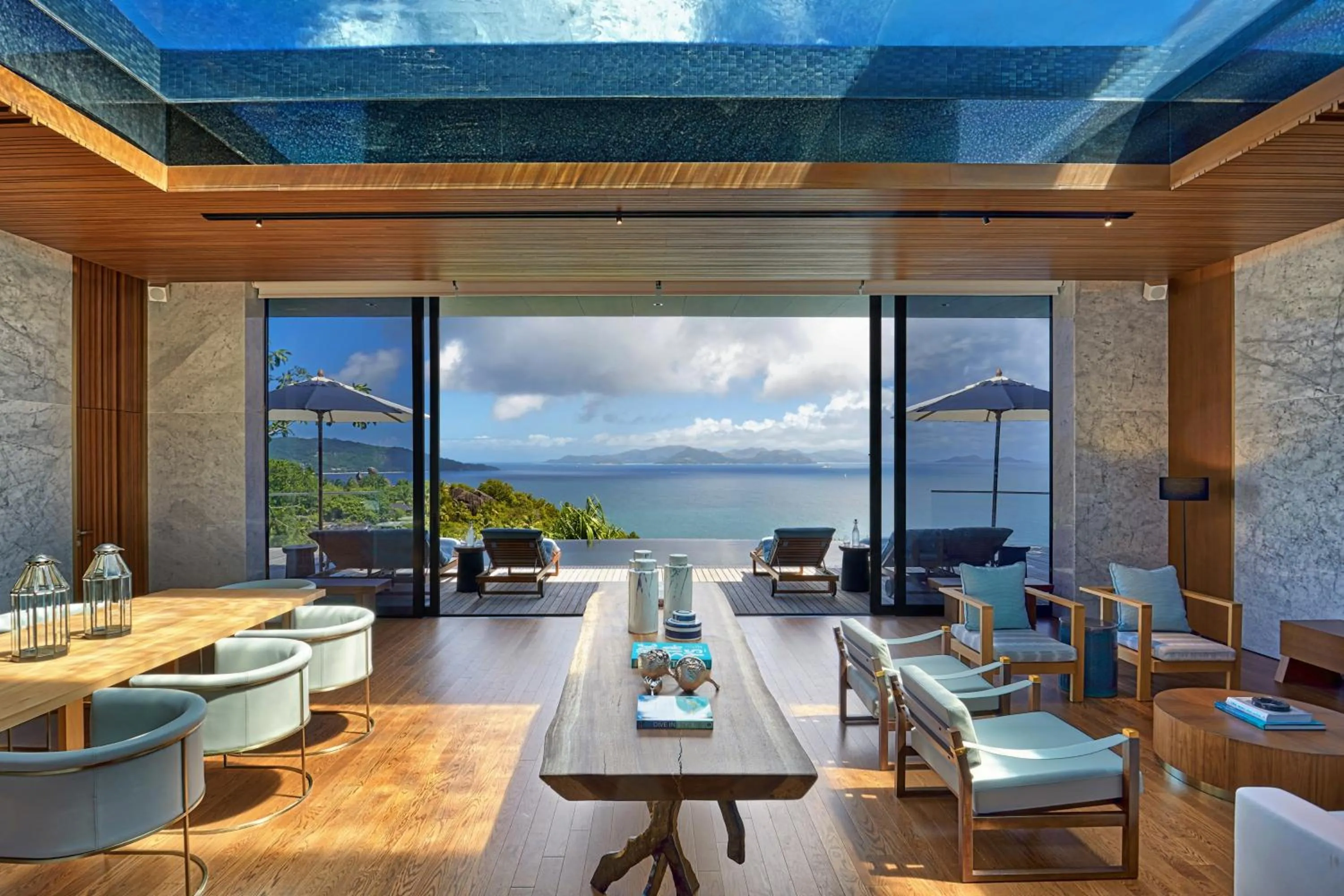 Seating area in Six Senses Zil Pasyon, Seychelles