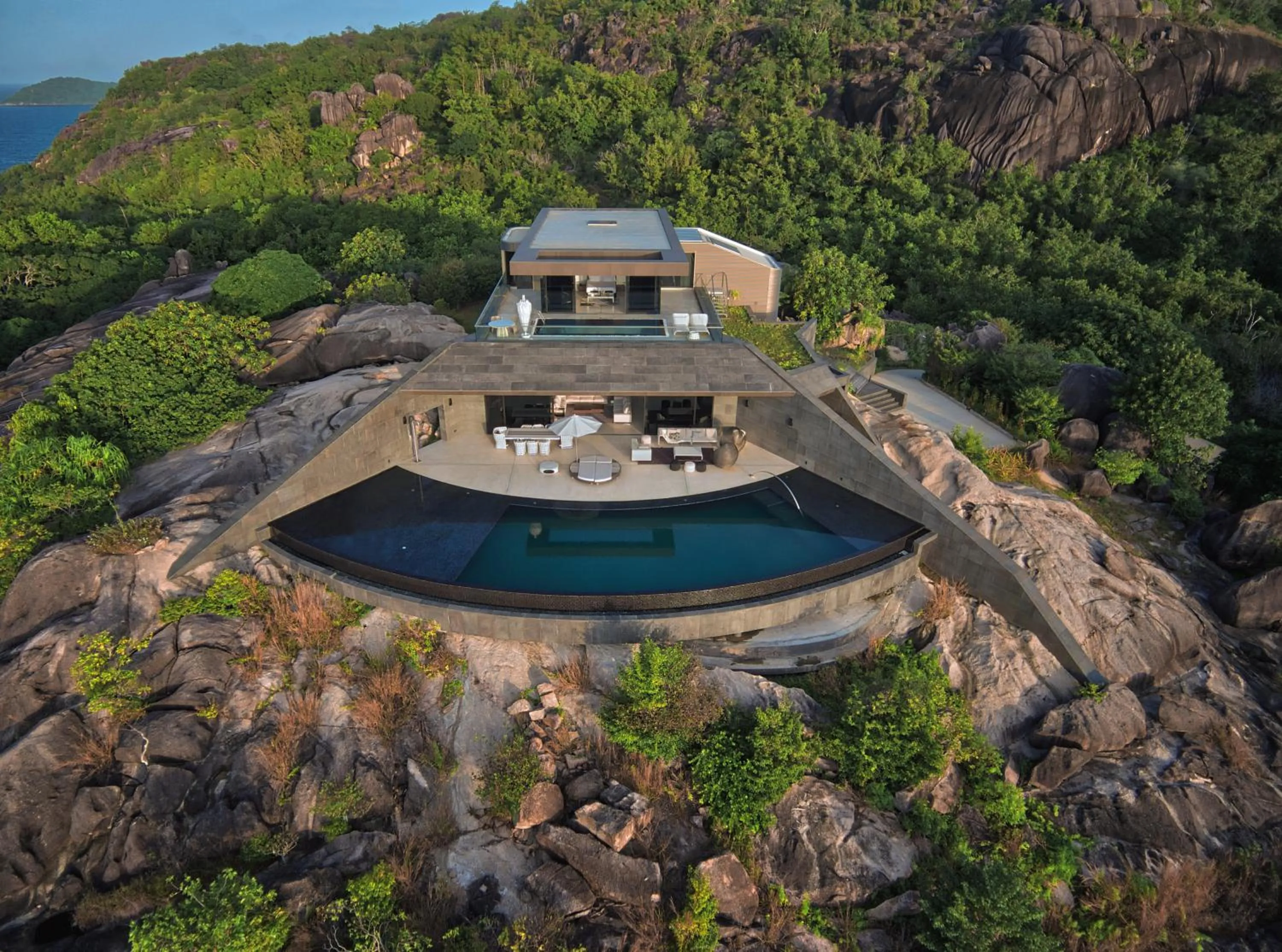 Bird's eye view in Six Senses Zil Pasyon, Seychelles