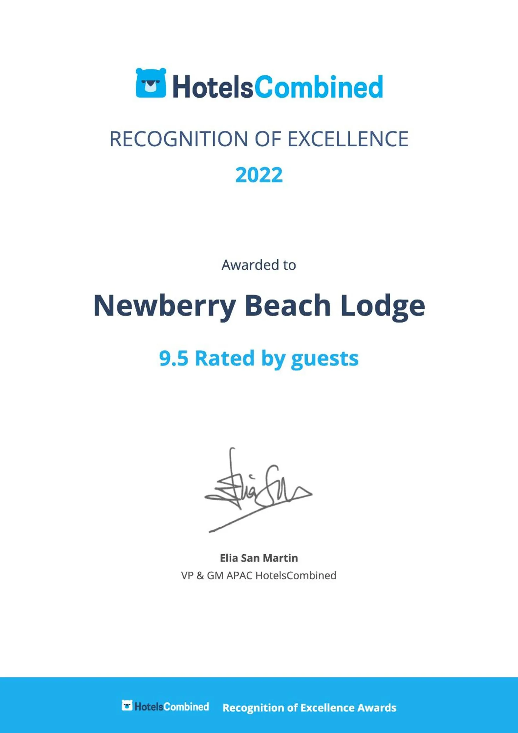Logo/Certificate/Sign in Newberry Beach lodge