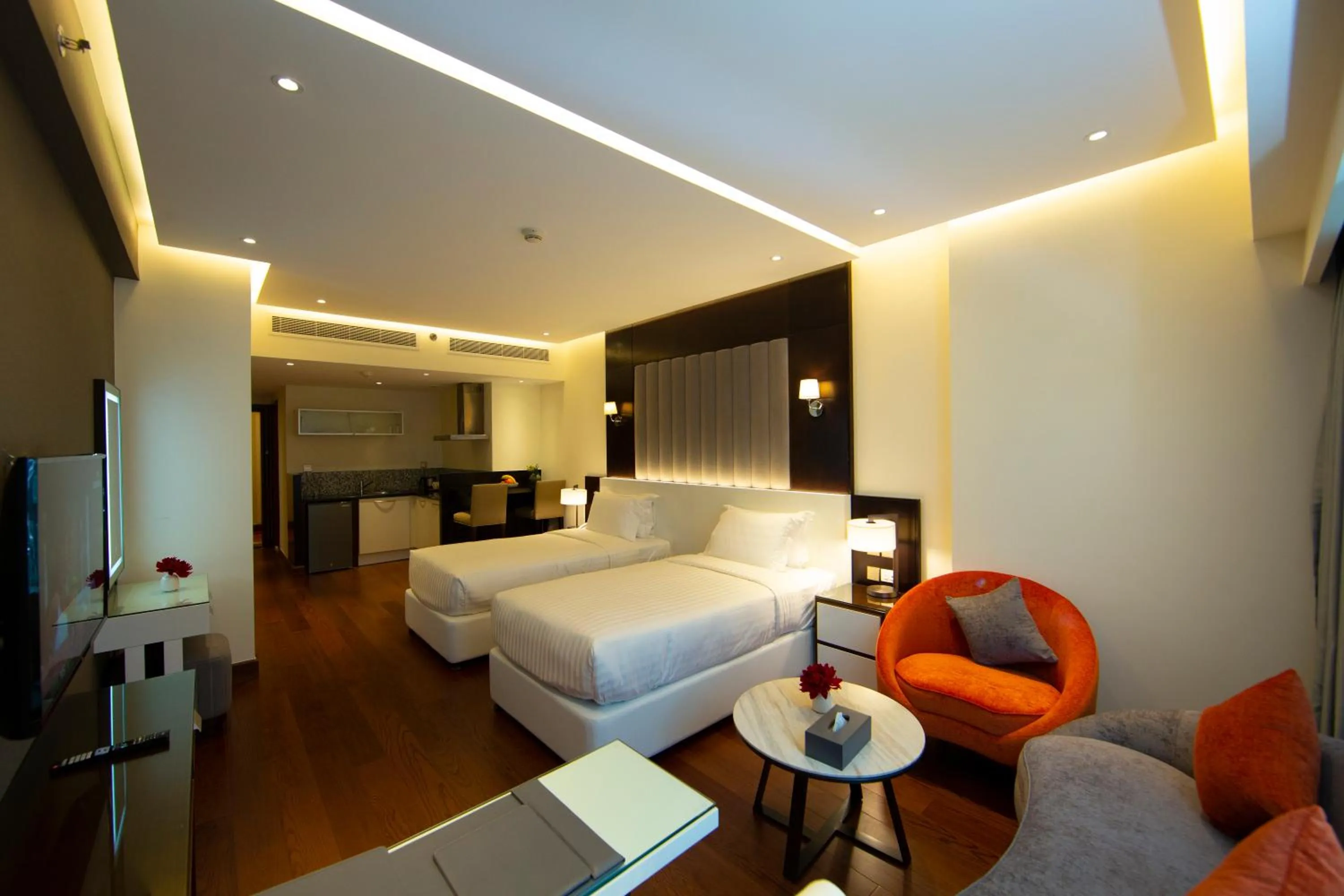 Photo of the whole room, Bed in Number One Tower Suites