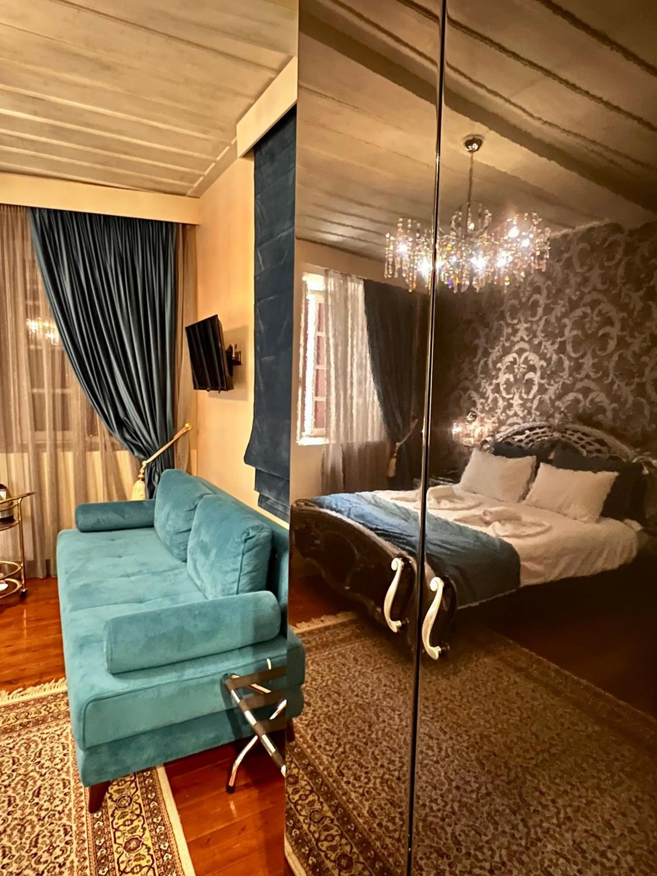 Living room, Bed in Pension Dafni