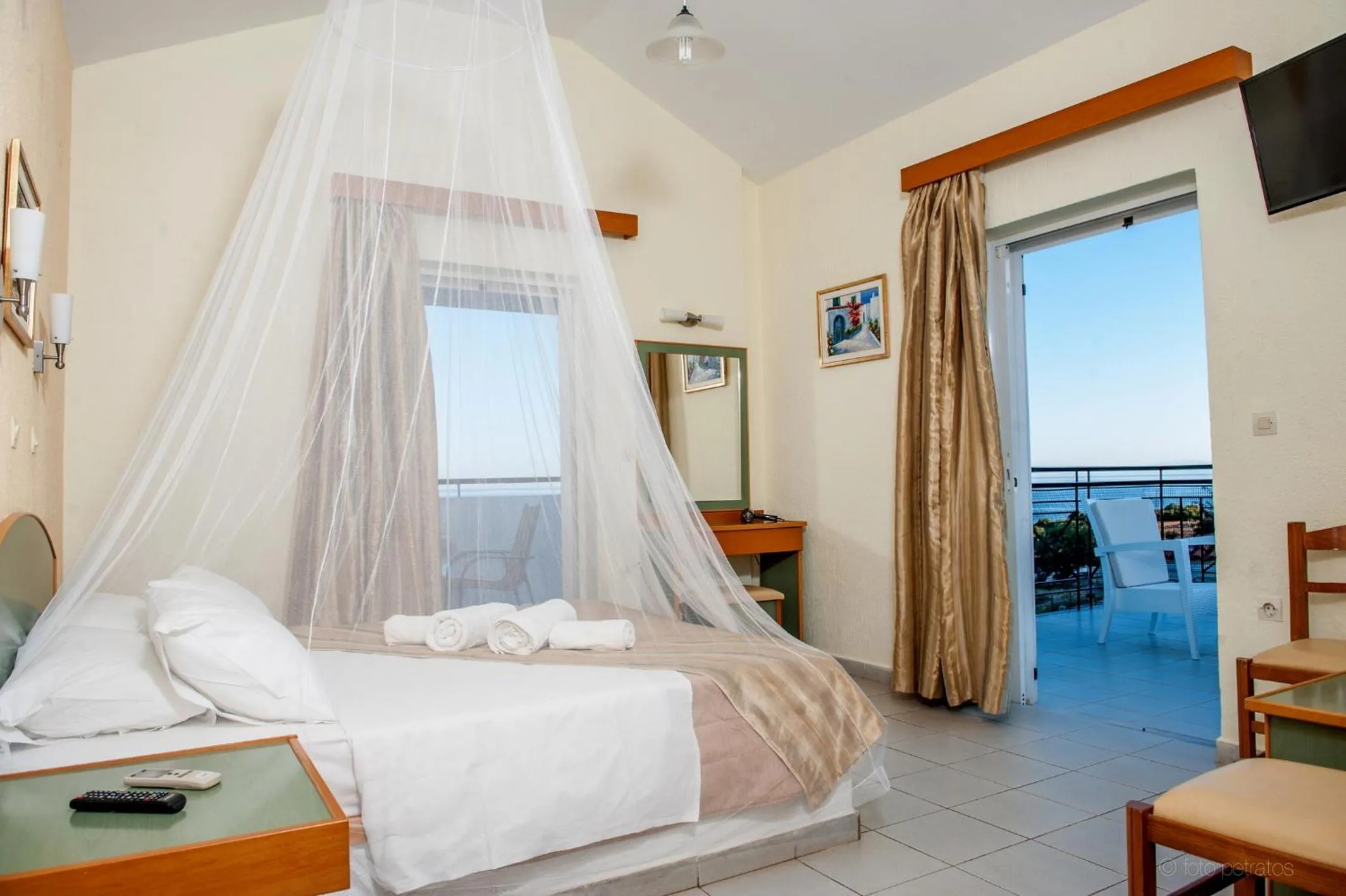Photo of the whole room, Bed in Porto Skala Village Hotel