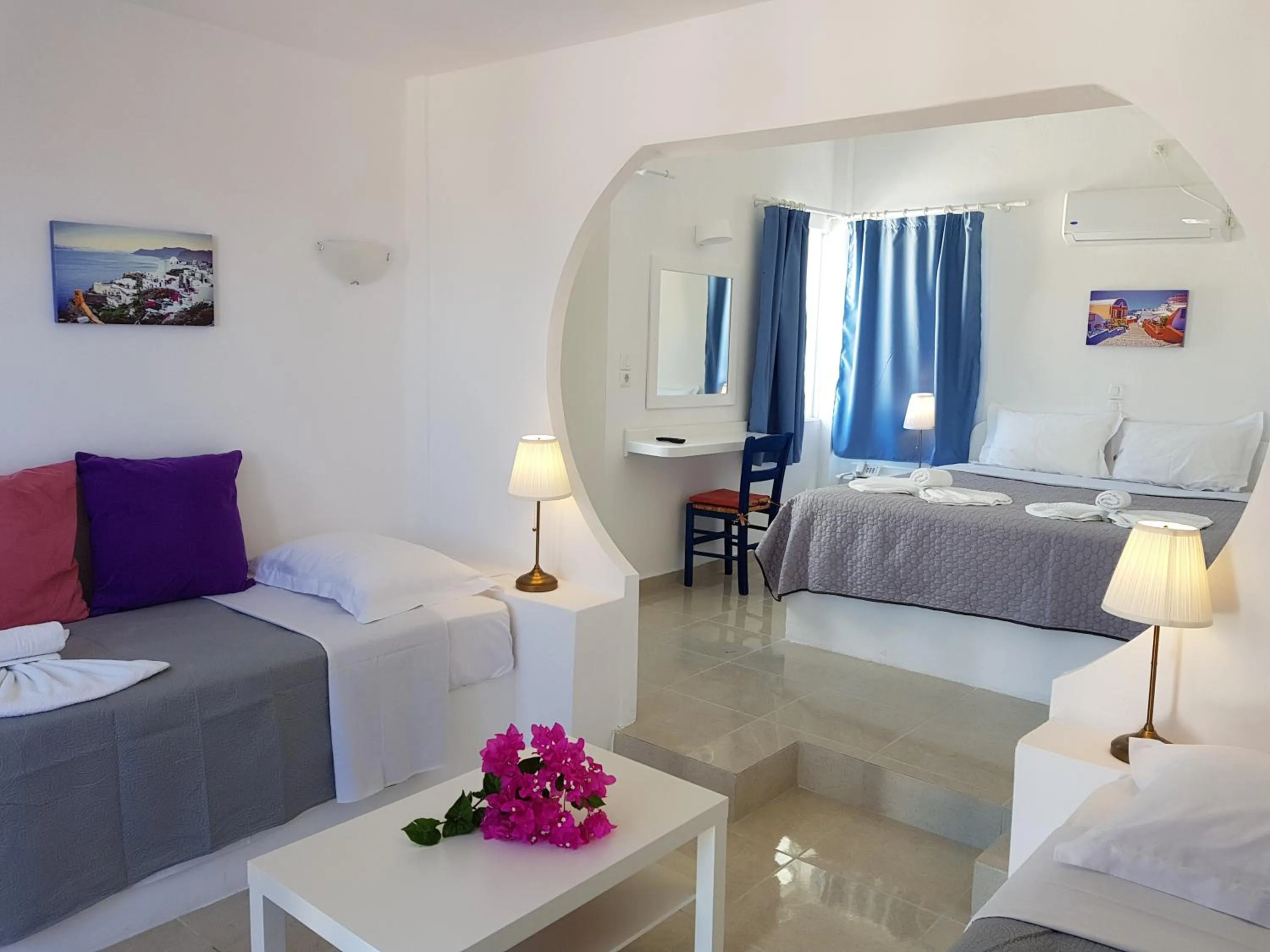 Living room, Bed in Caldera View Resort - Adults Only