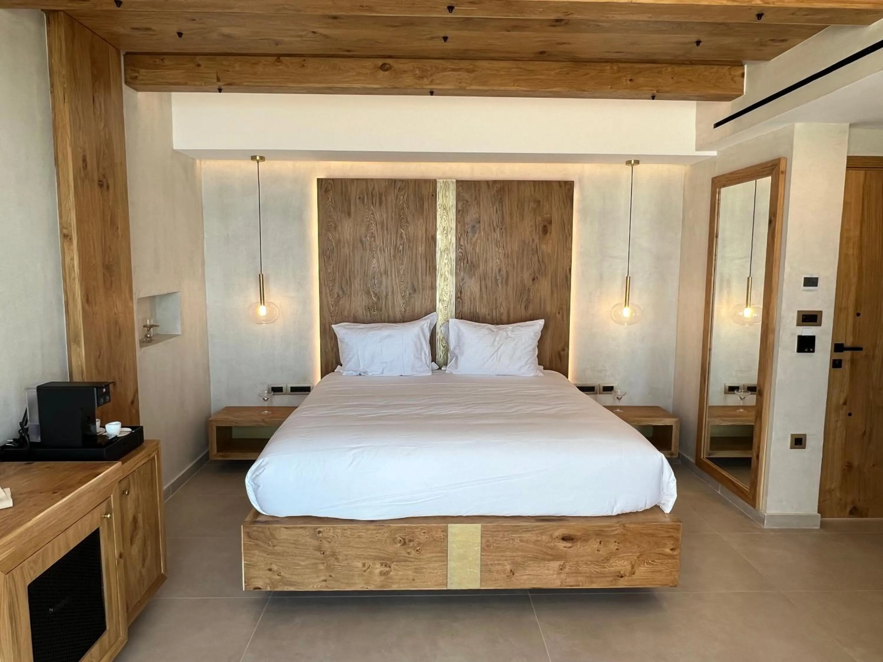 Bed in Τhe Noverian Antama Organic Beach Resort Chania