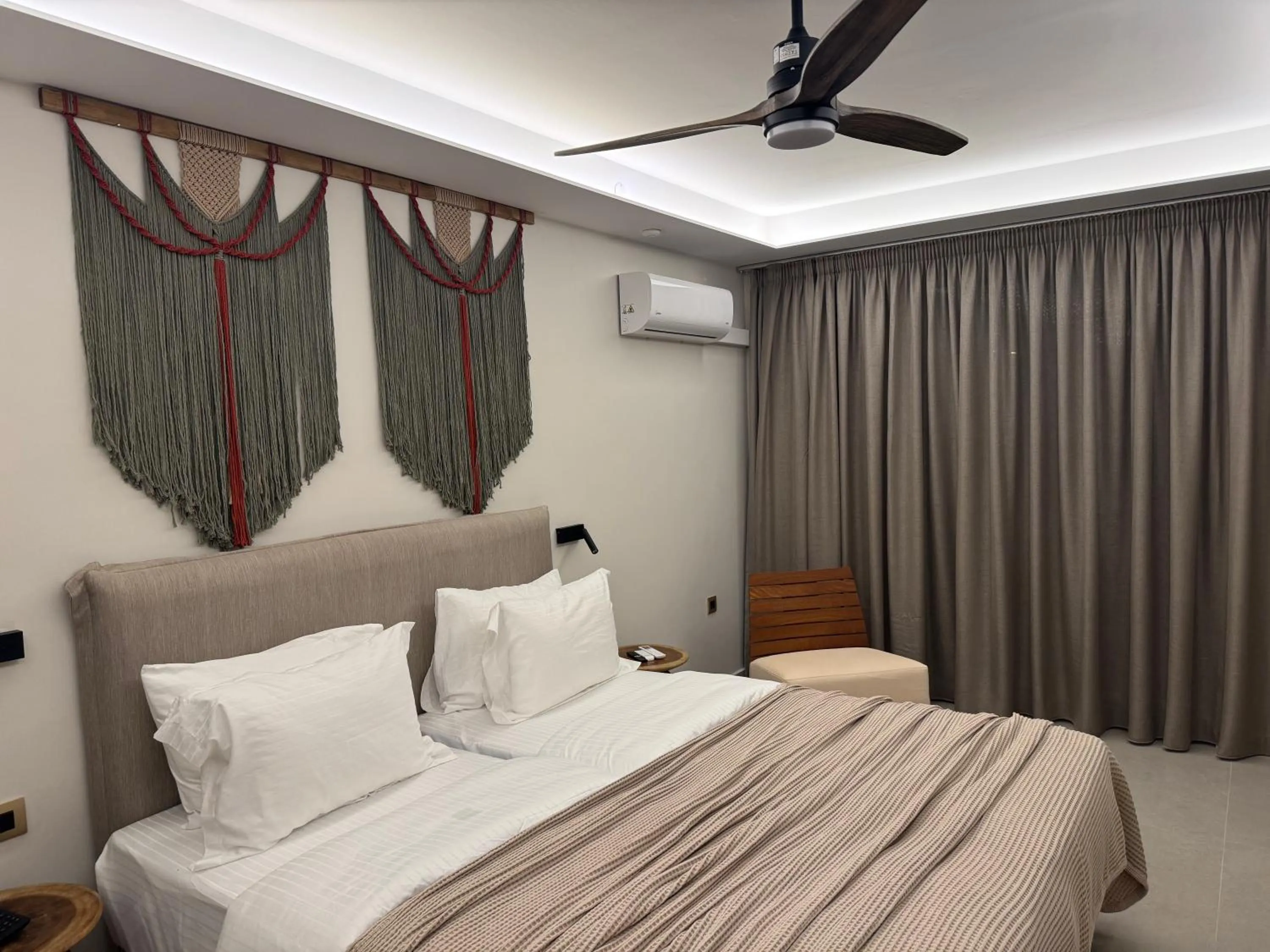 Bedroom, Bed in Τhe Noverian Antama Organic Beach Resort Chania