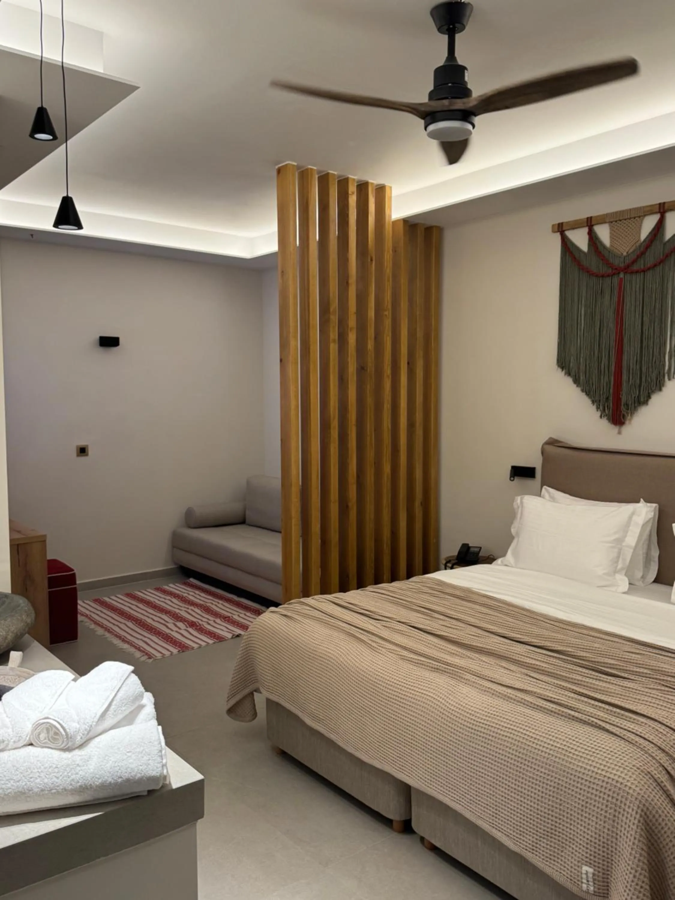 Bedroom, Bed in Τhe Noverian Antama Organic Beach Resort Chania