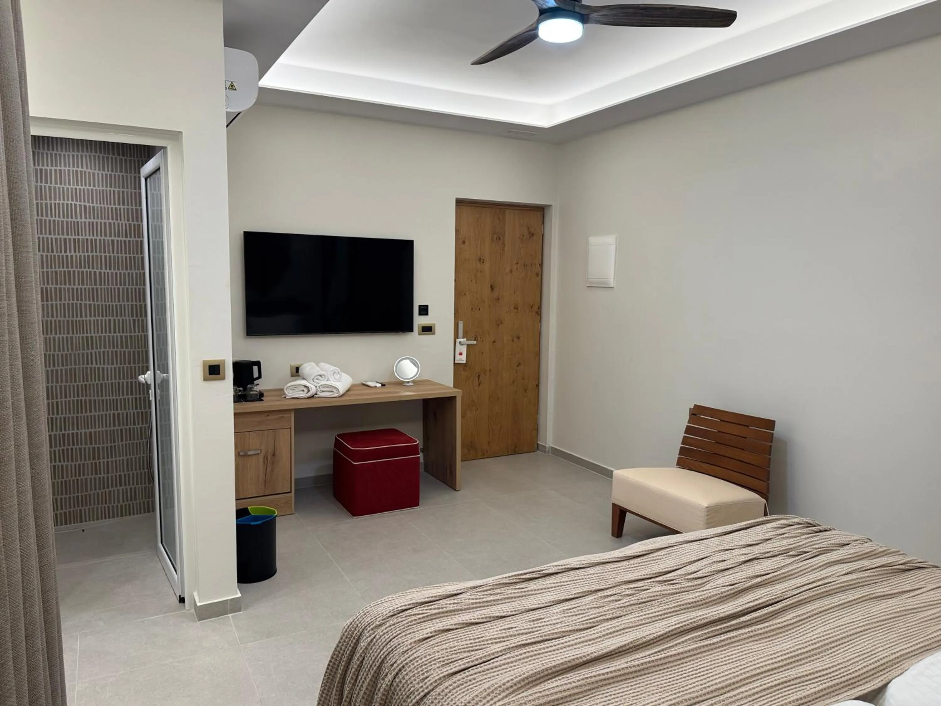 Bedroom, Bed in Τhe Noverian Antama Organic Beach Resort Chania