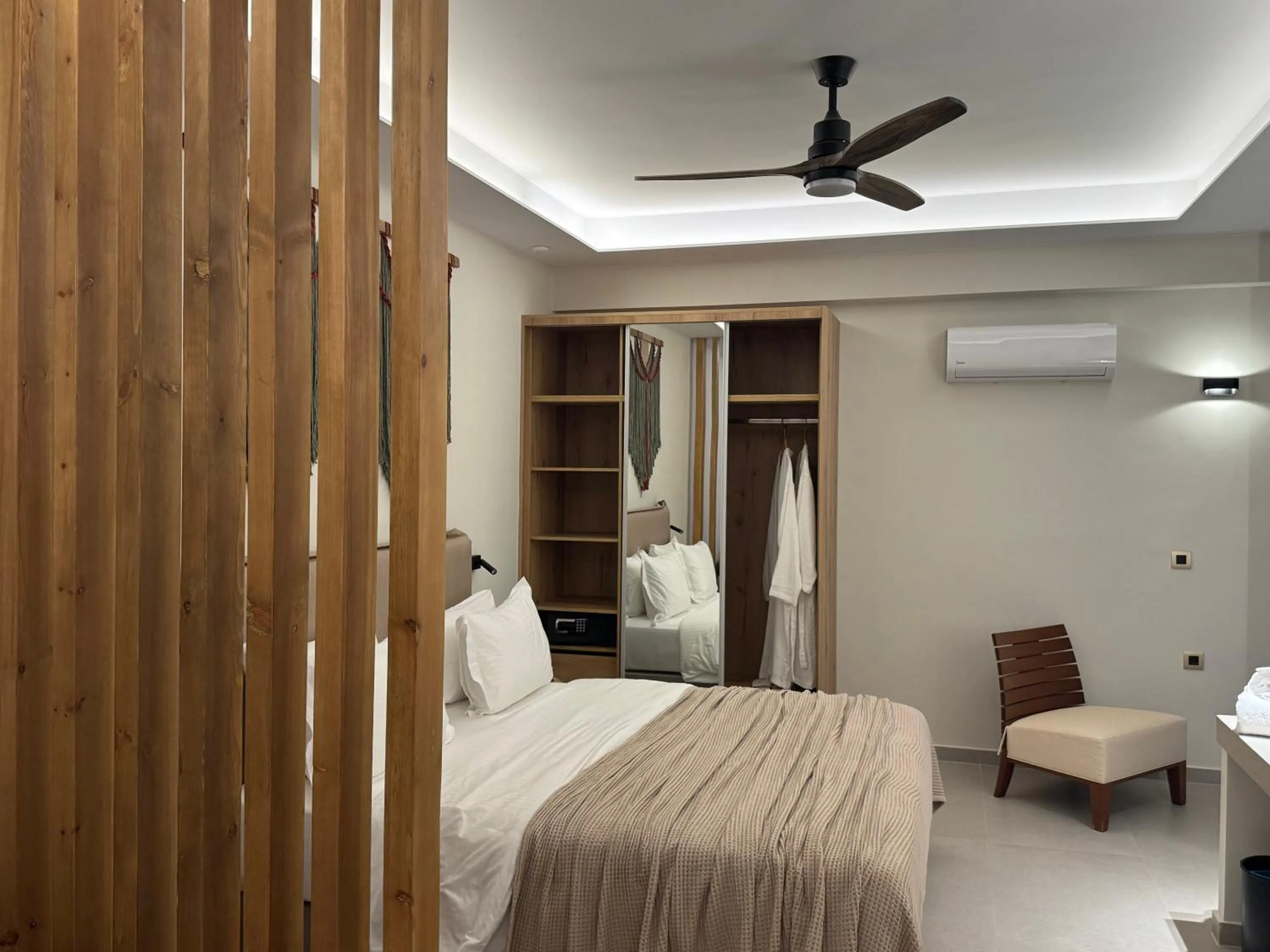 Bedroom, Bed in Τhe Noverian Antama Organic Beach Resort Chania