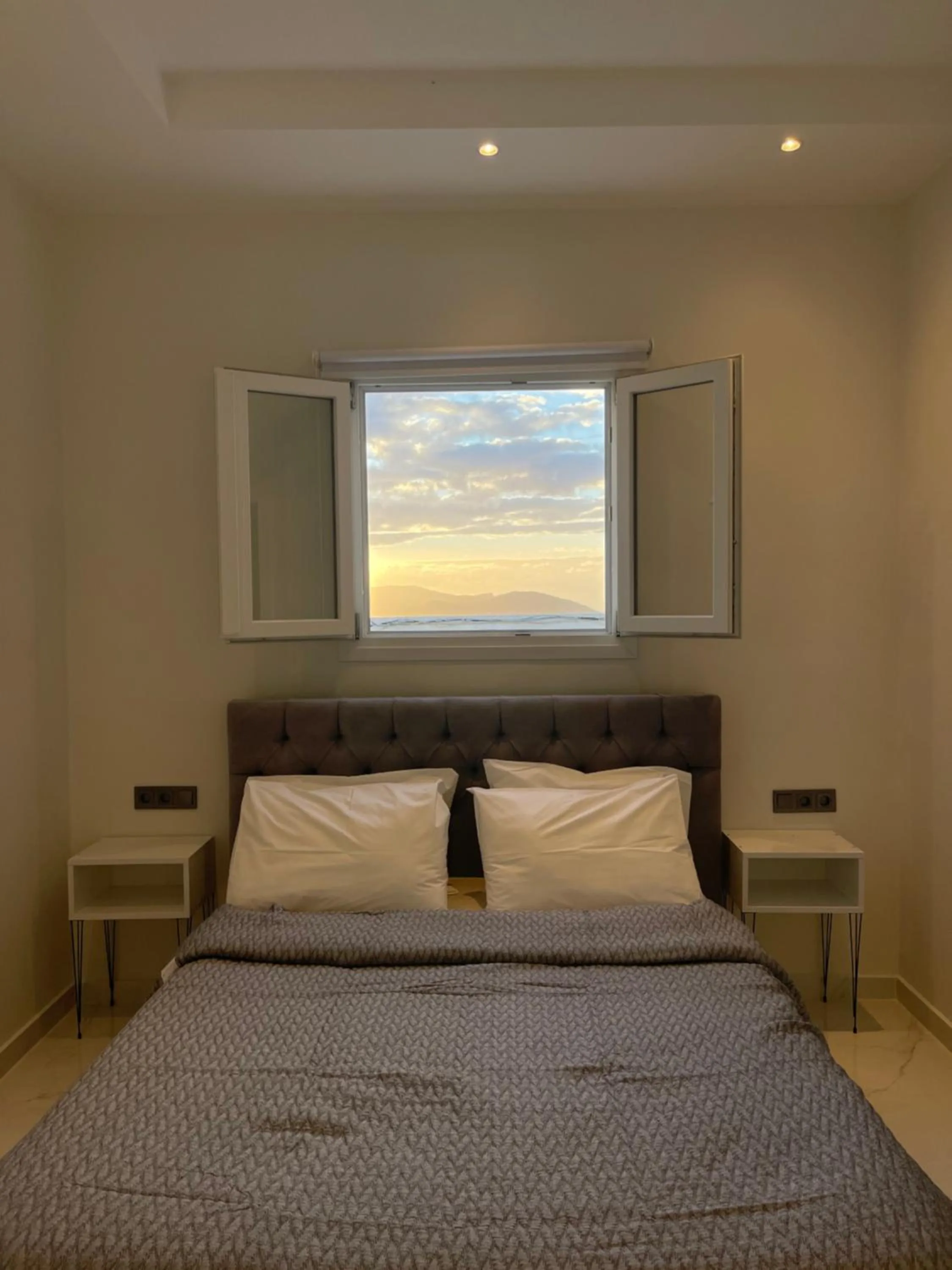 Bed in Skala Sunset Hotel and spa