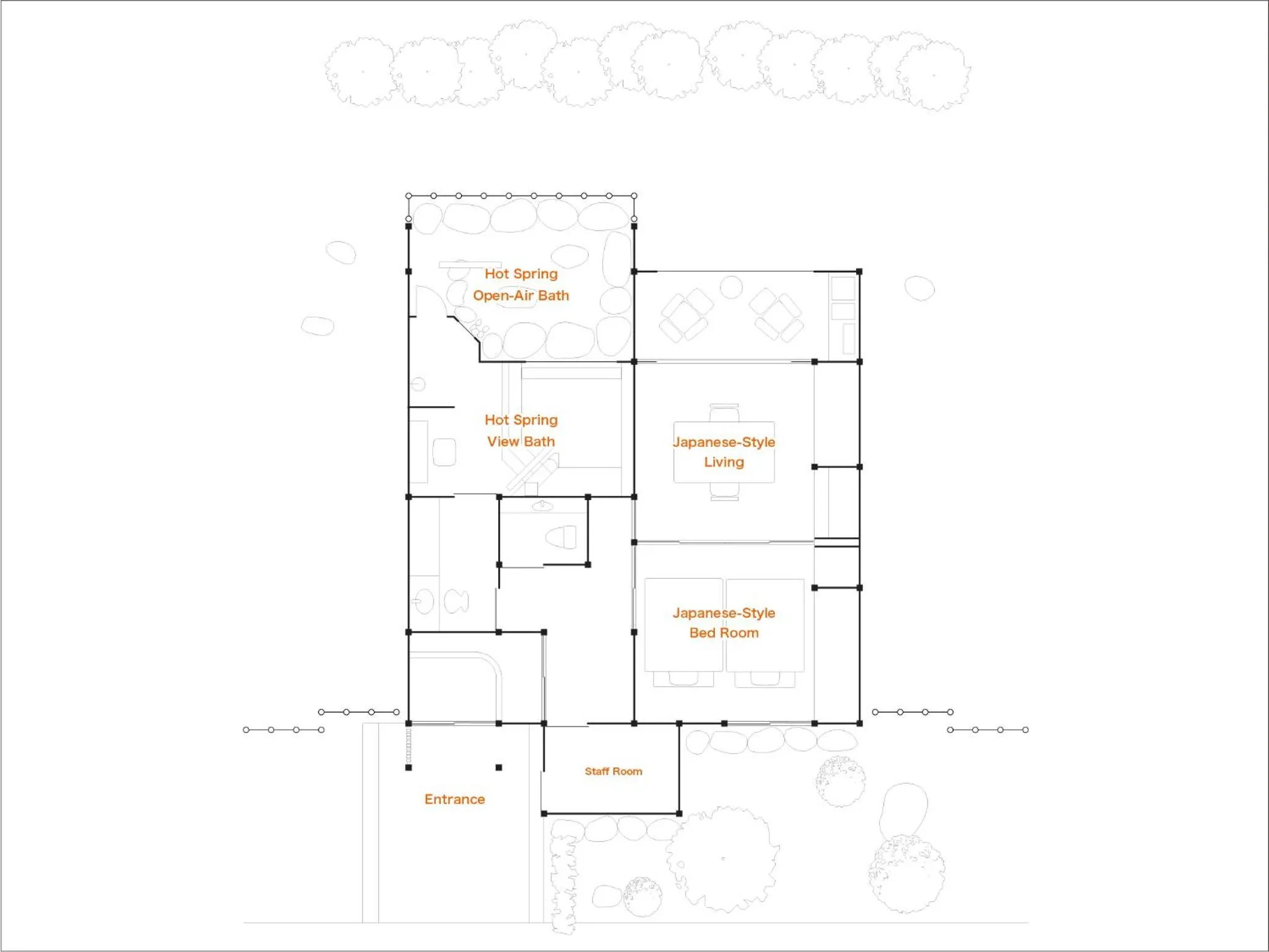 Photo of the whole room in Bessou Kakei