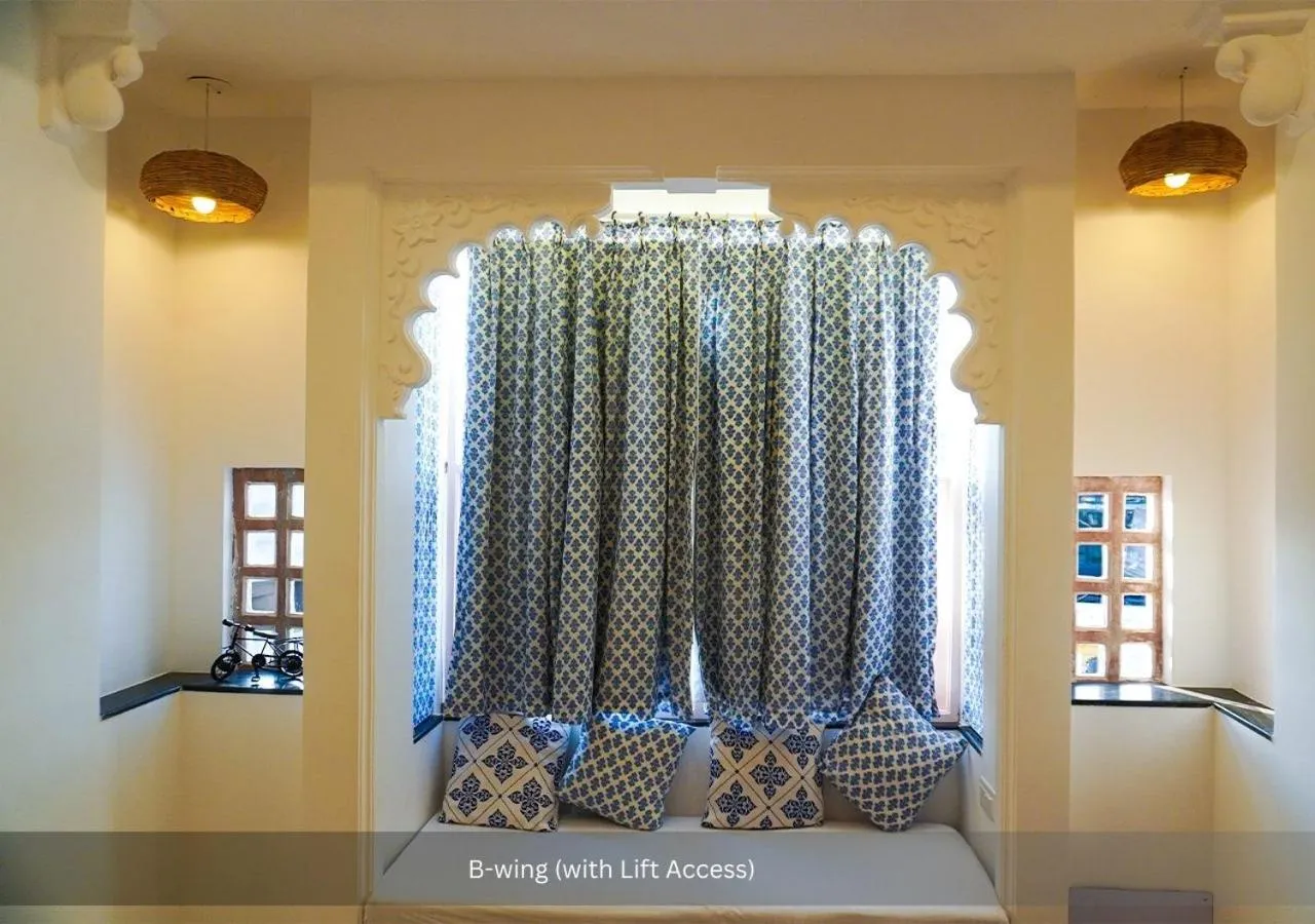 Seating area in Moustache Udaipur