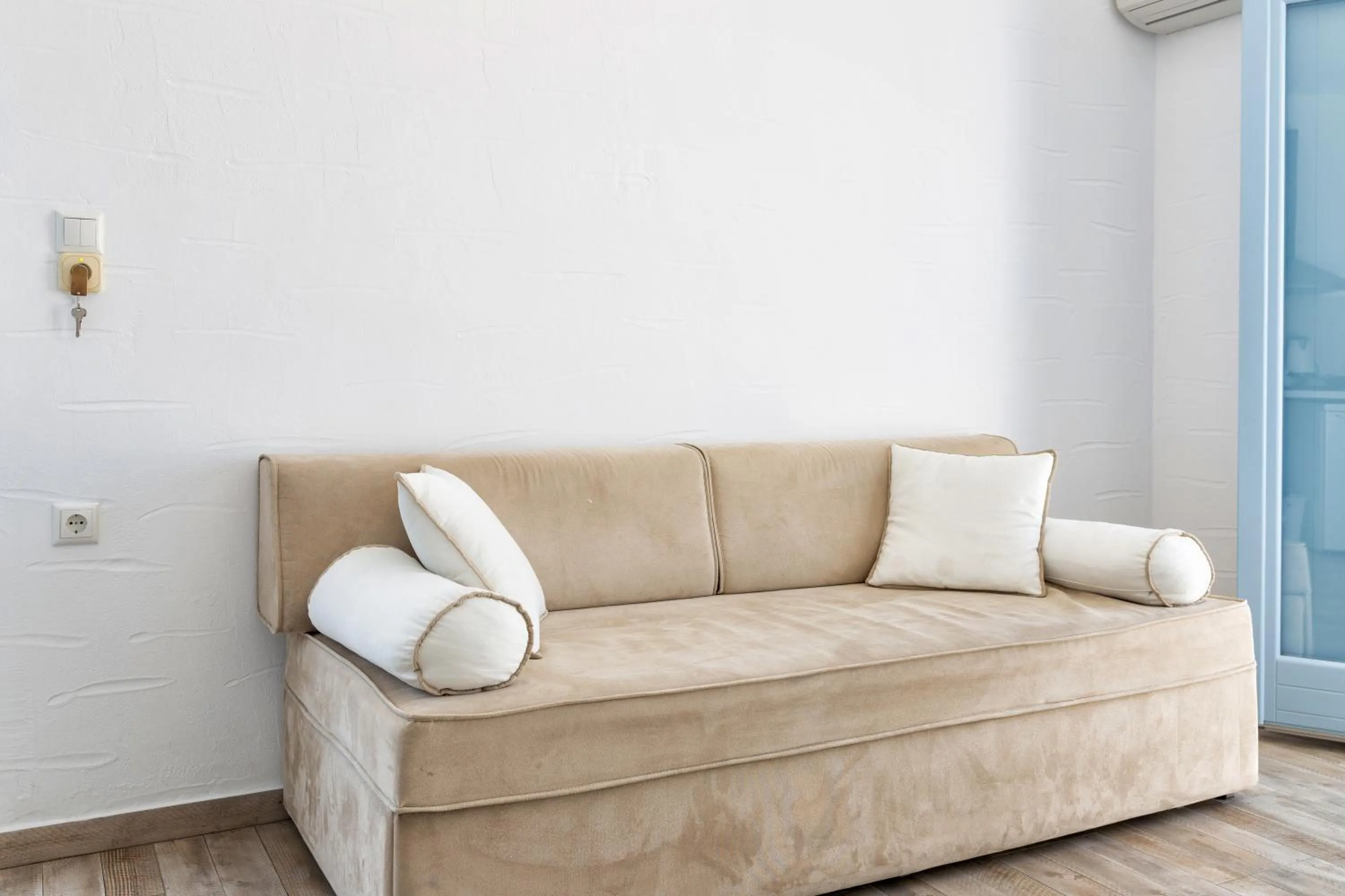 Seating area in Stratos Apartments & Studios