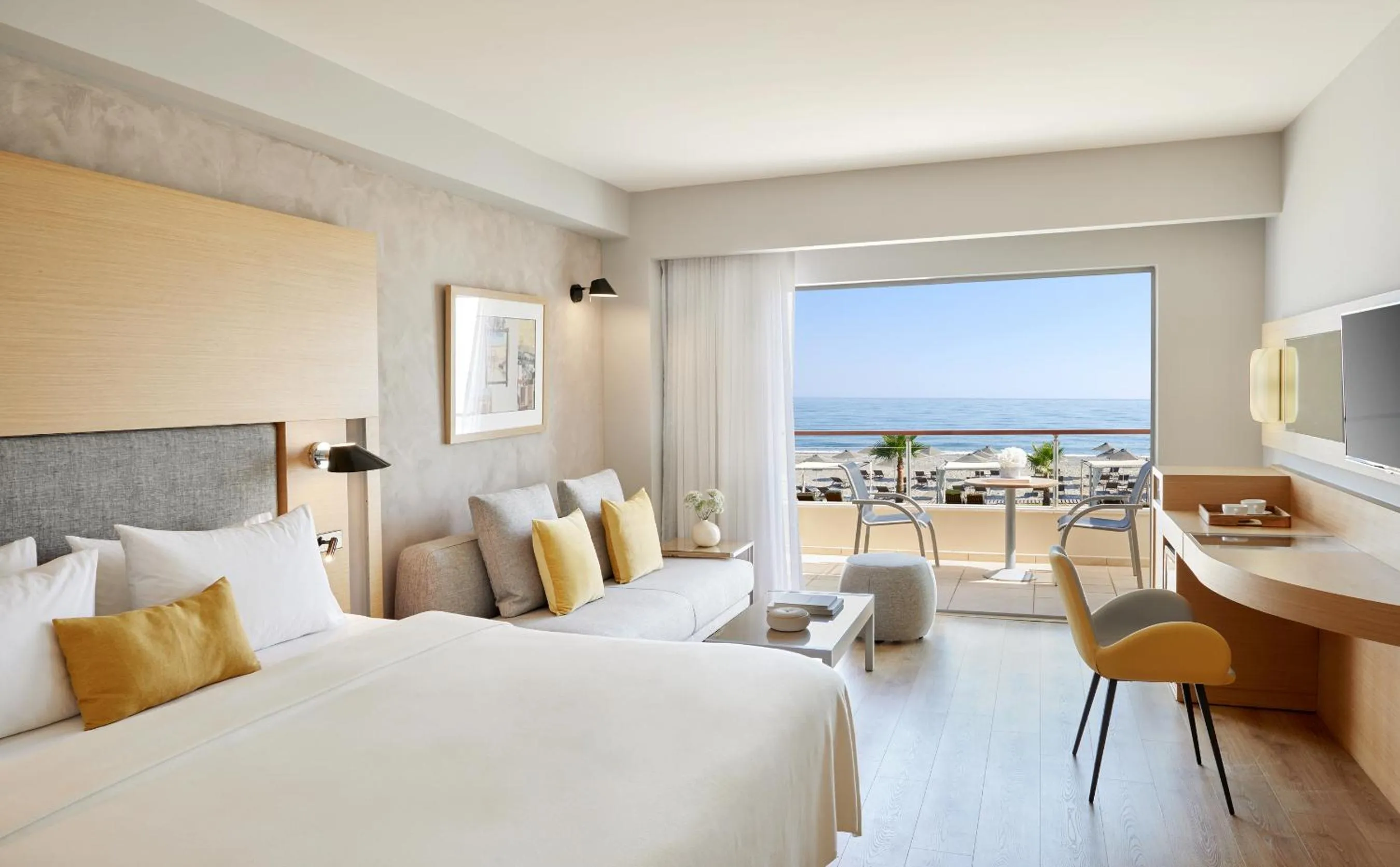 Living room, Bed in Minoa Palace Resort