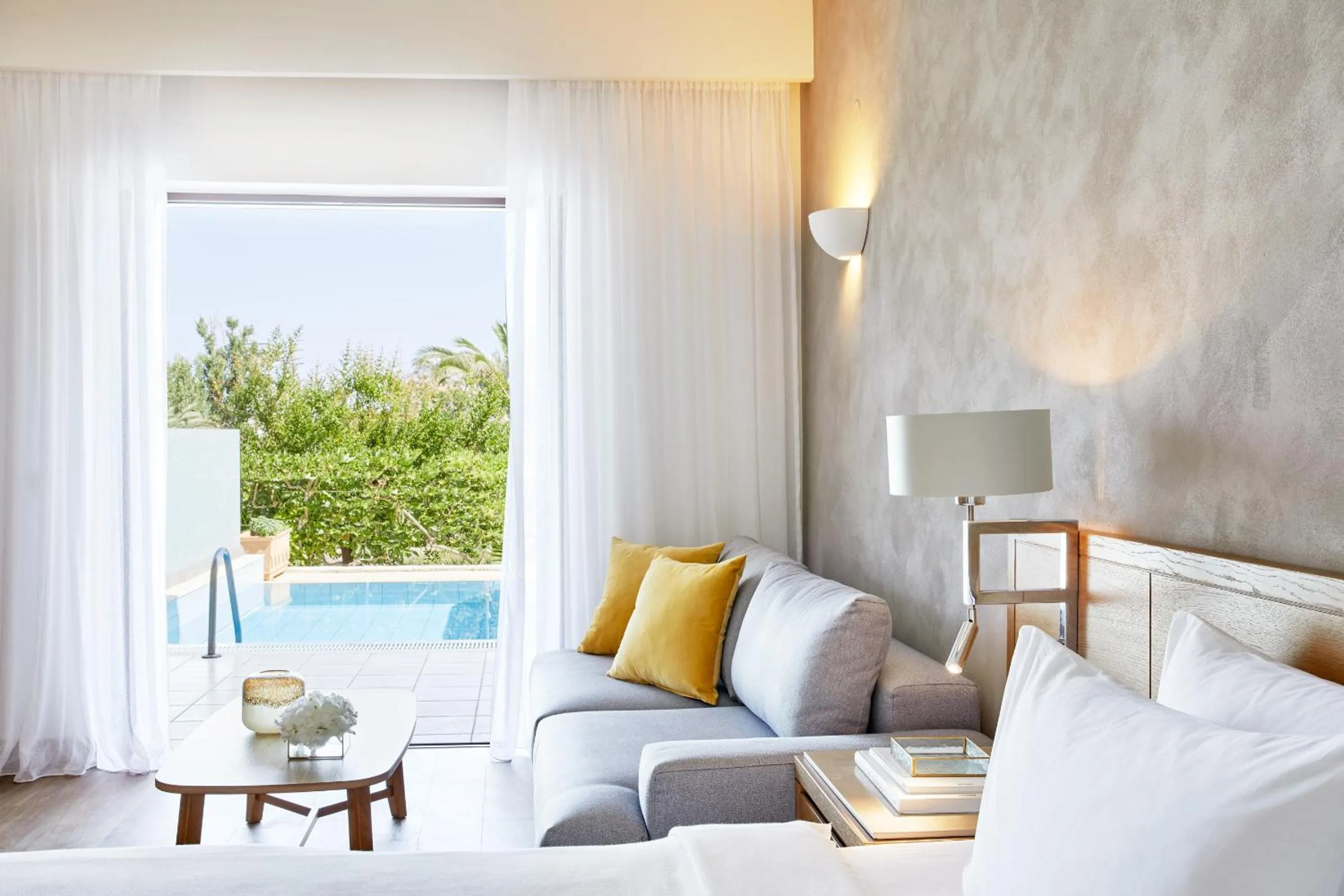 Living room, Bed in Minoa Palace Resort