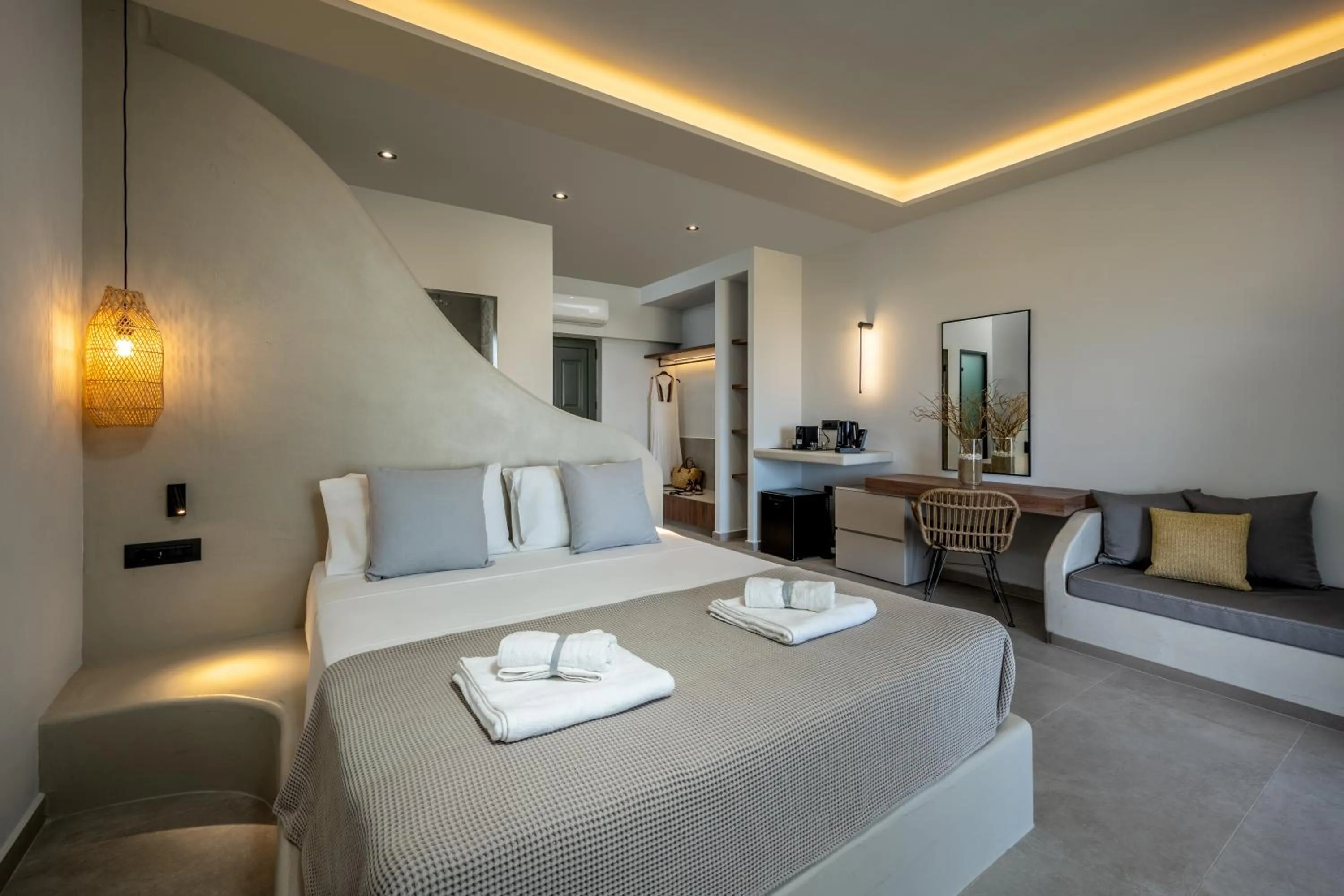 Bed in Celestial Lindos Suites