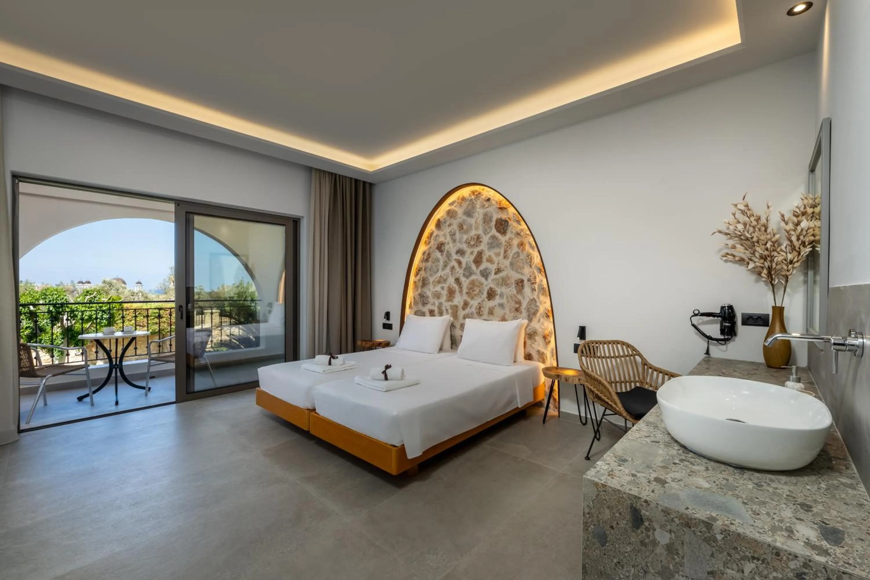 View (from property/room), Bed in Celestial Lindos Suites