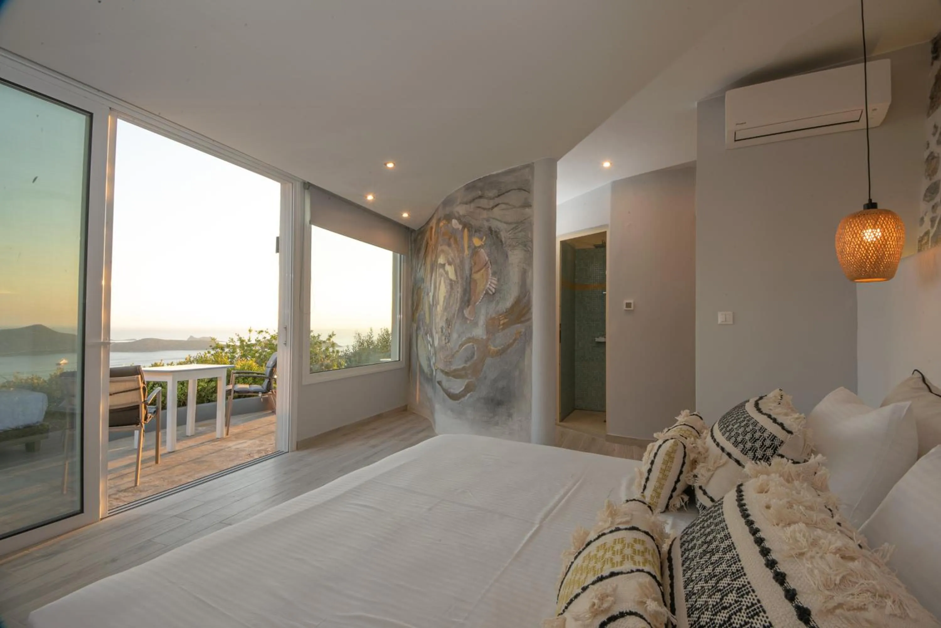 View (from property/room), Bed in Adrakos Apartments (Adults Only)