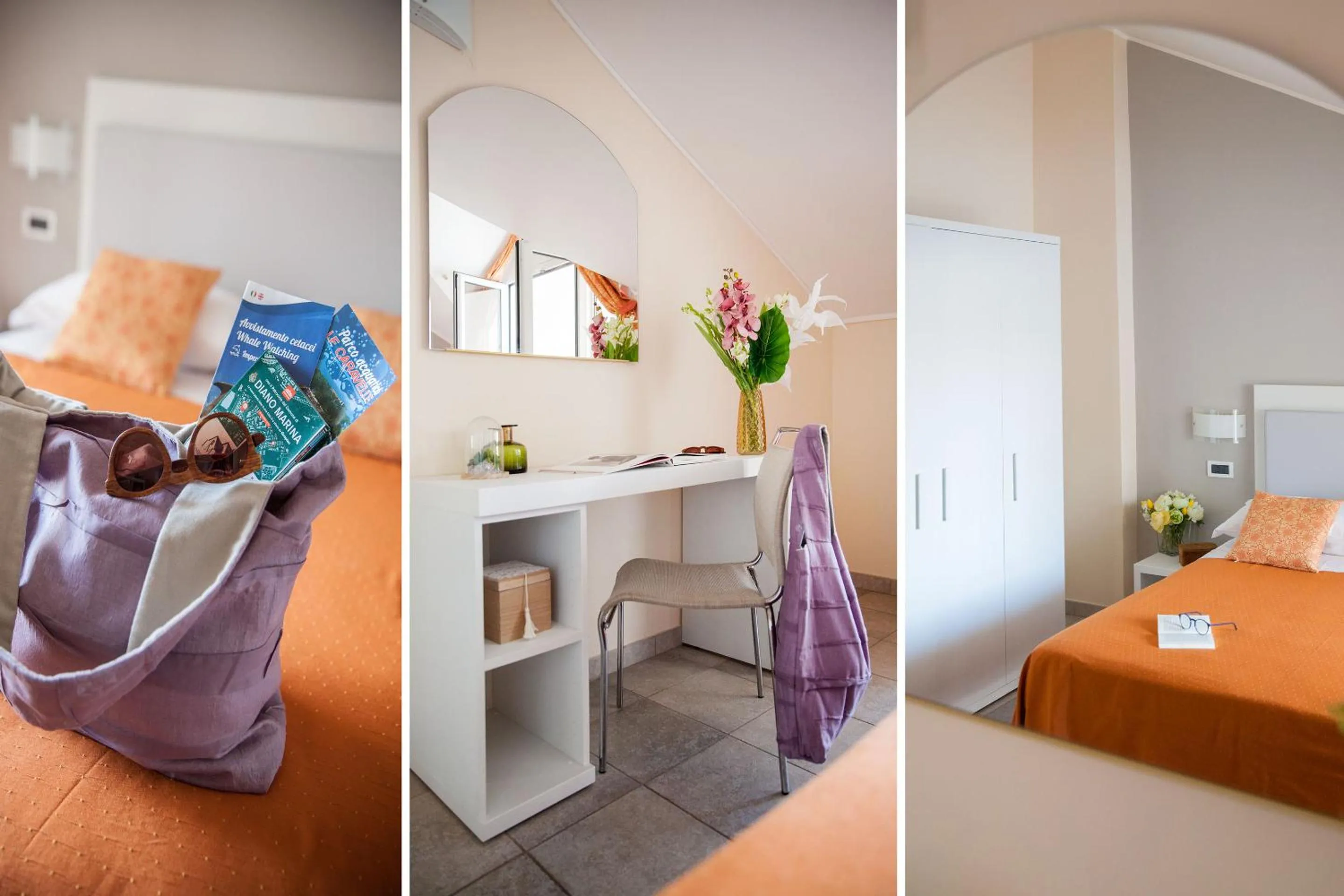 Decorative detail, Bed in Diano Sporting Apartments