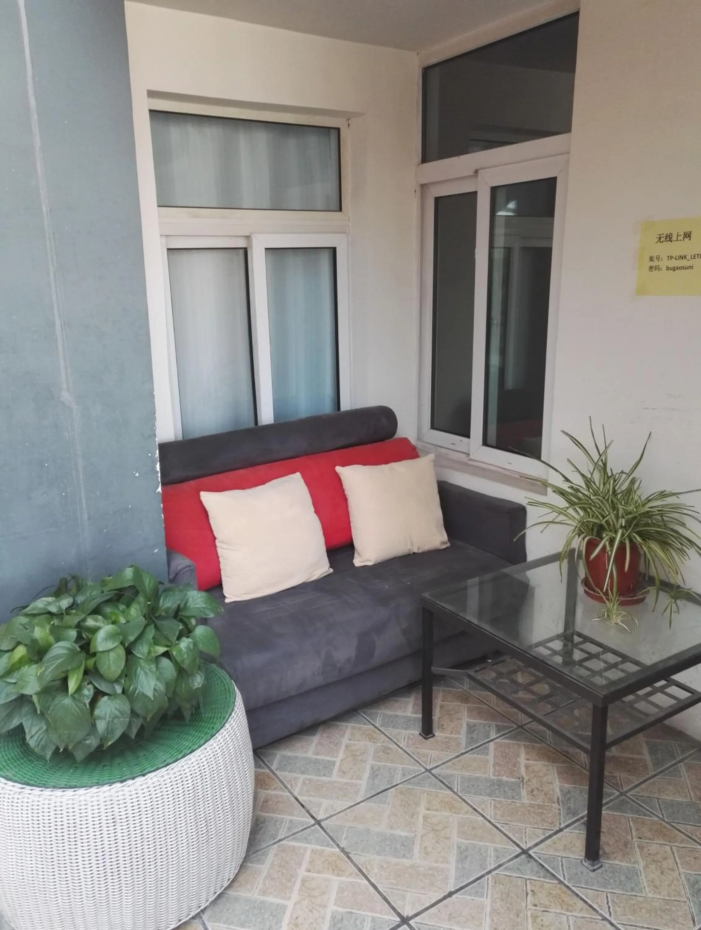 Seating area in LETE Hostel